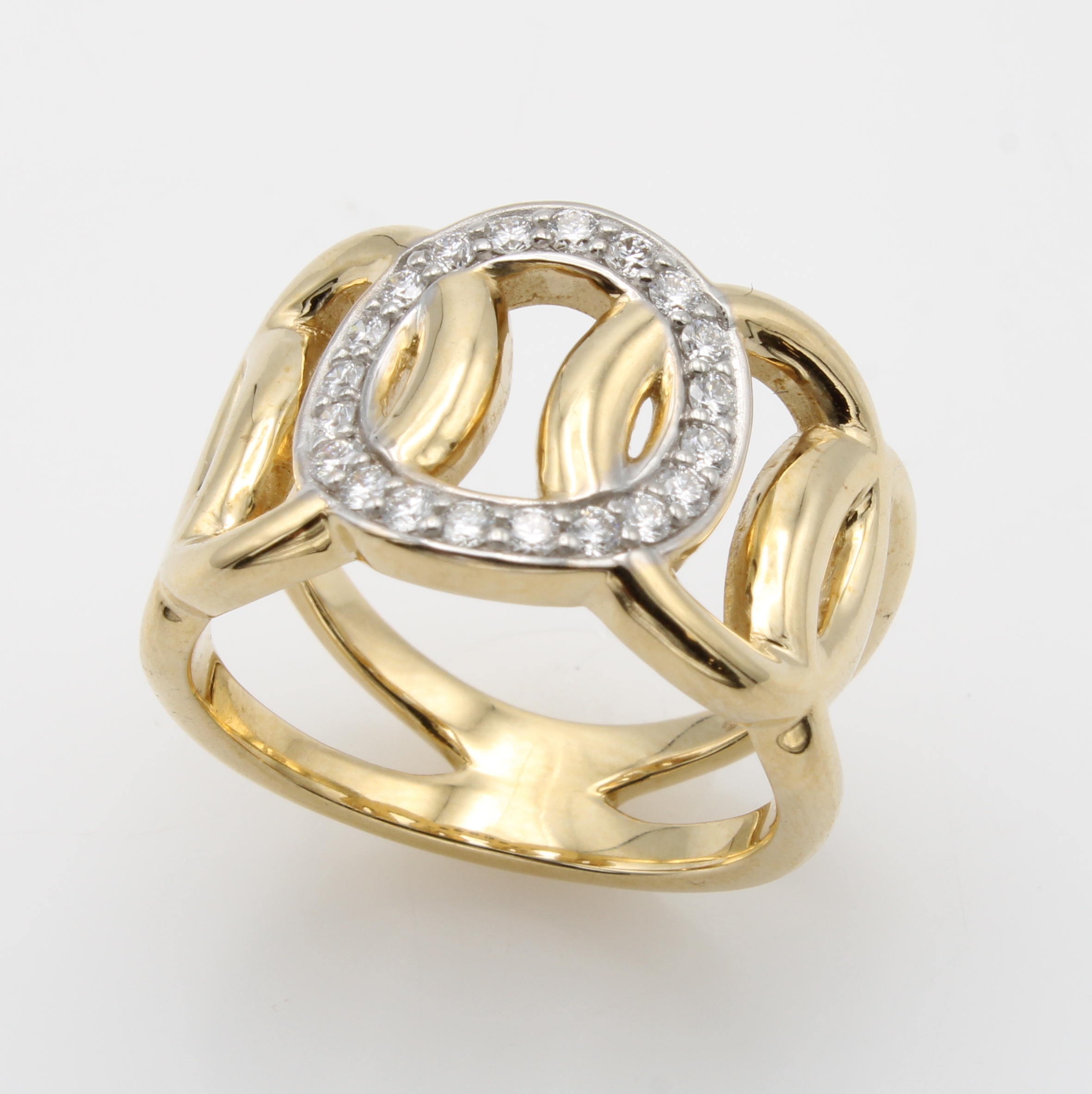 Image 27119631 - Ring mit Brillanten, GG 585/000, runde Elemente, 1 Element bes. m. Brill. zus. ca. 0.30 ...