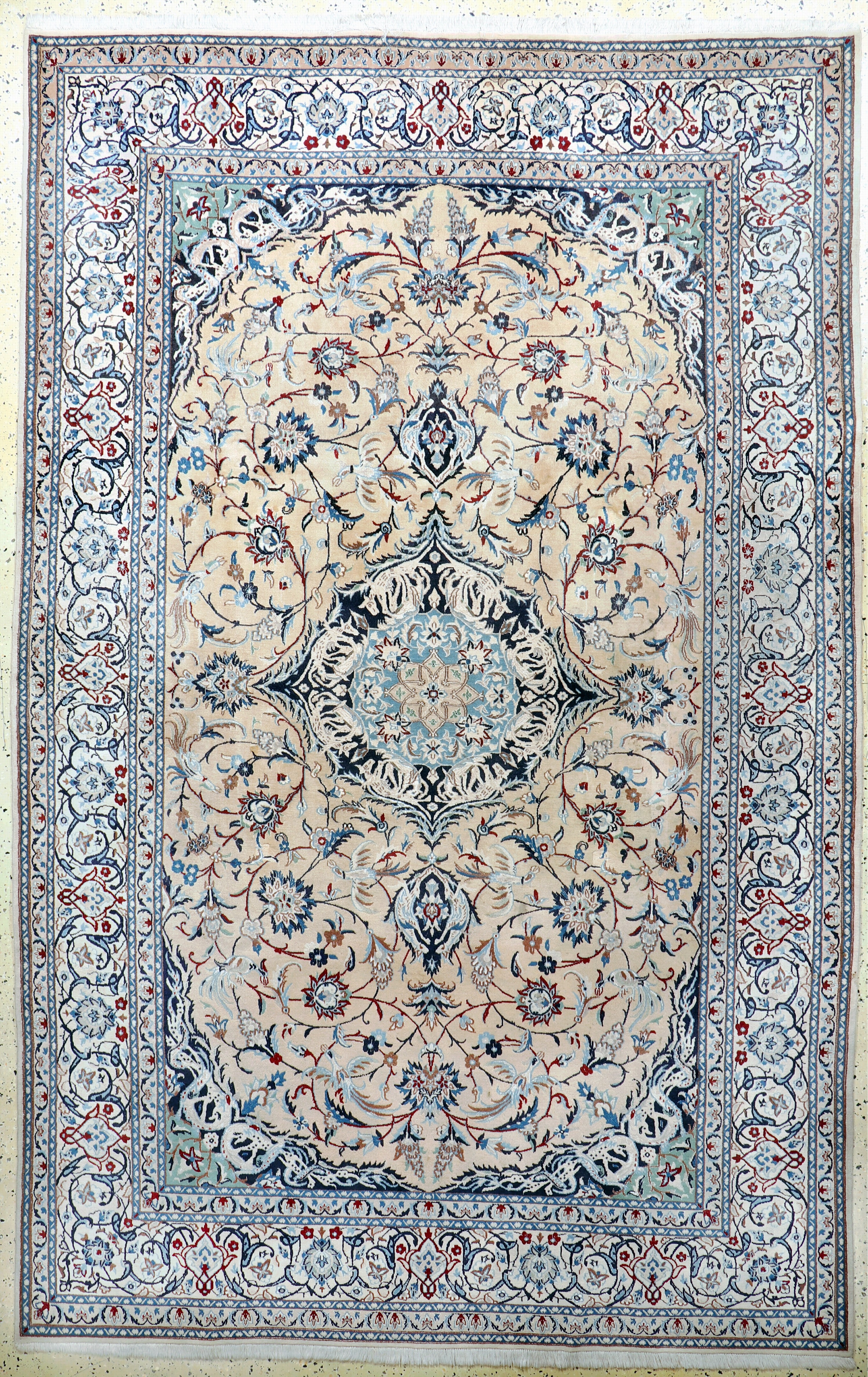 Image 27119649 - Nain fein(9 La), Persien, Mitte 20.Jhd, Korkwolle mit Seide, ca. 316 x 203 cm, ca. ...