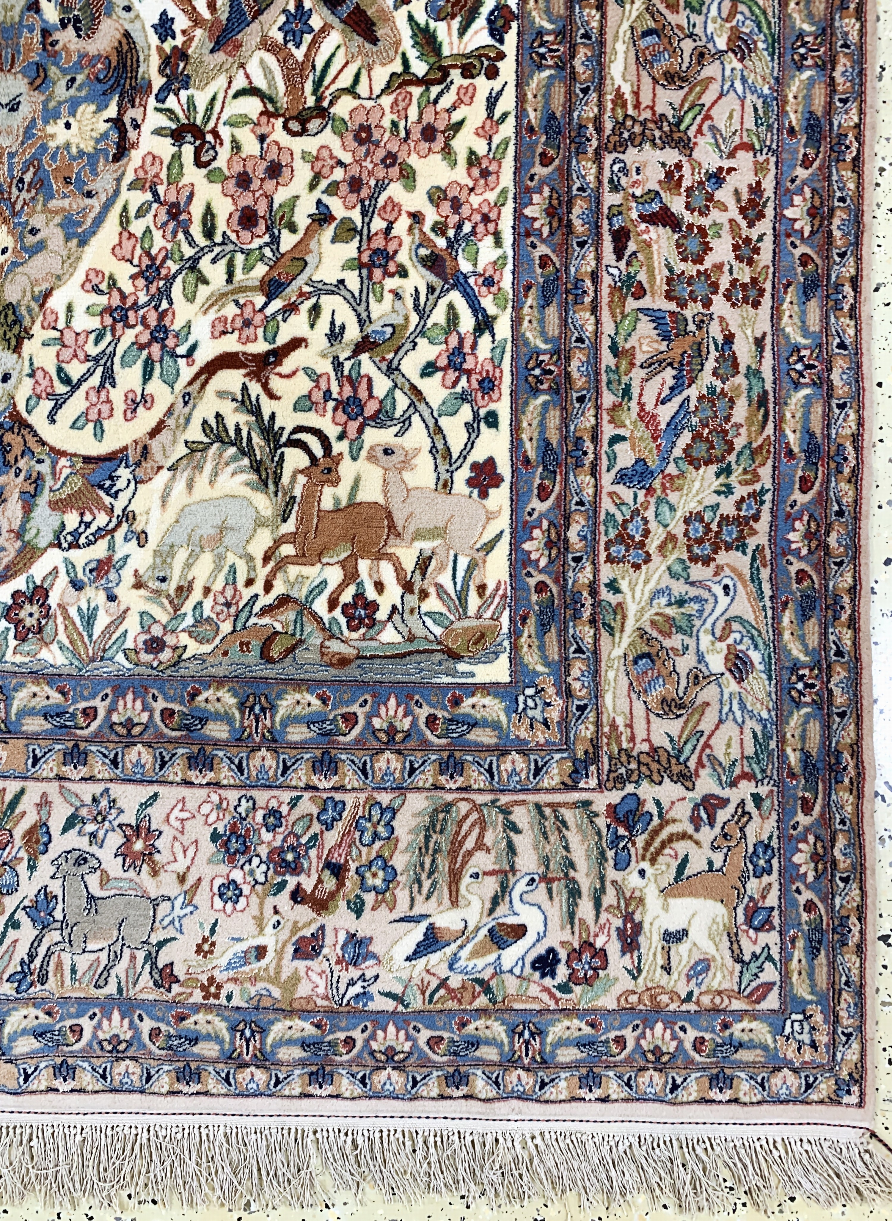 Detail a: Esfahan fein, Persien, Mitte 20.Jhd, Korkwolle mit und auf Seide, ca. 270 x 155 cm,ca. 1,0 Mio. Kn/qm, EHZ: 2