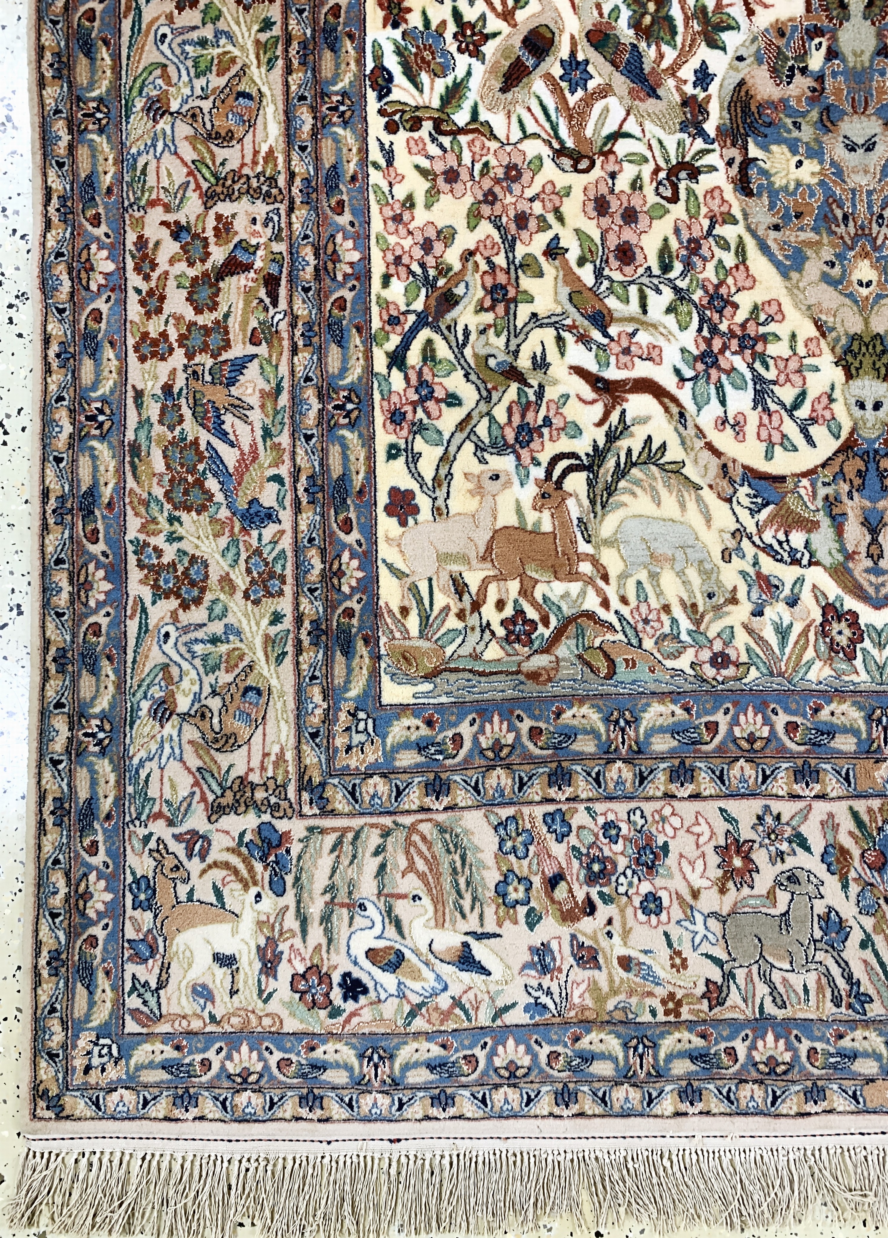 Detail b: Esfahan fein, Persien, Mitte 20.Jhd, Korkwolle mit und auf Seide, ca. 270 x 155 cm,ca. 1,0 Mio. Kn/qm, EHZ: 2