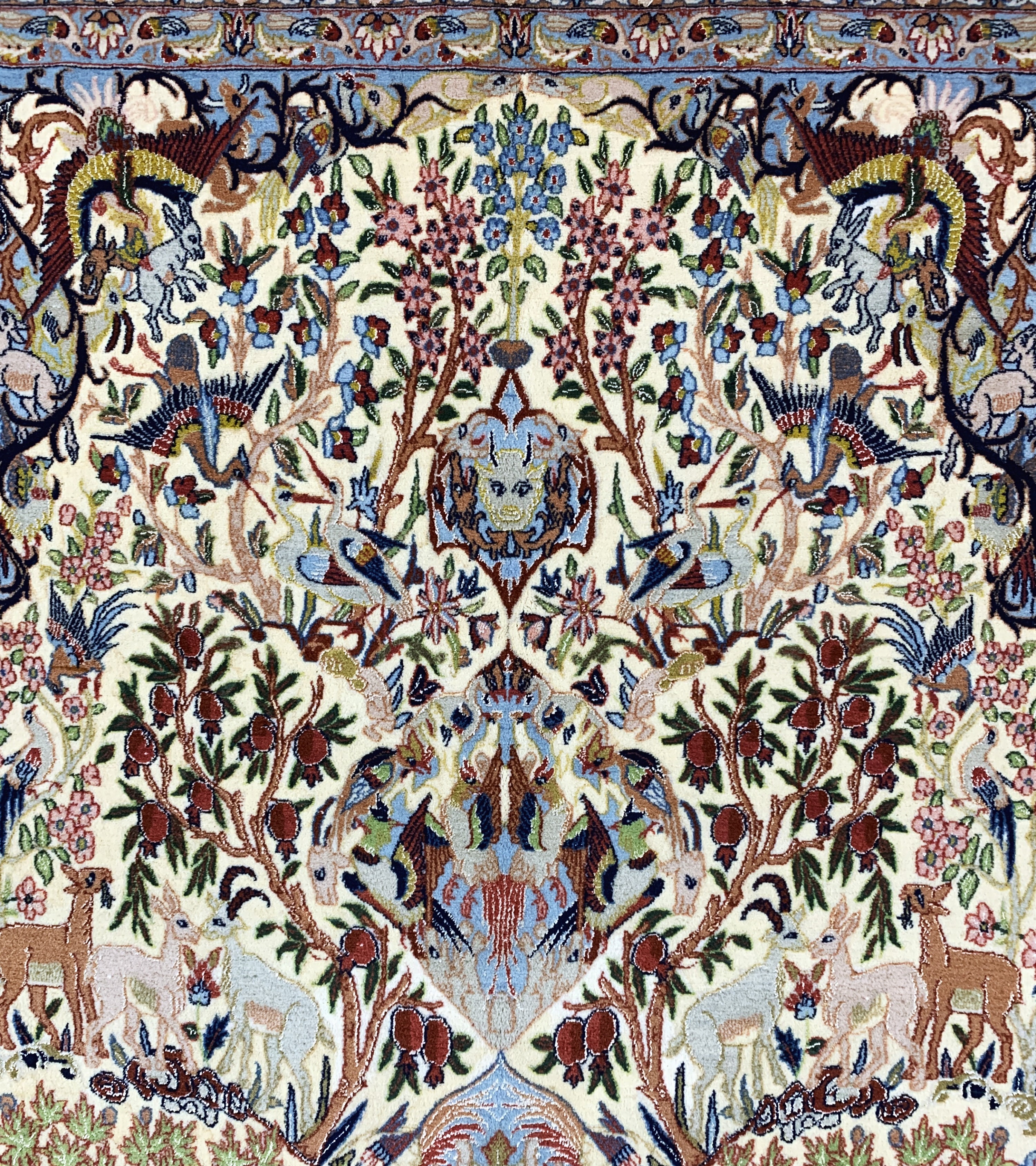 Detail f: Esfahan fein, Persien, Mitte 20.Jhd, Korkwolle mit und auf Seide, ca. 270 x 155 cm,ca. 1,0 Mio. Kn/qm, EHZ: 2