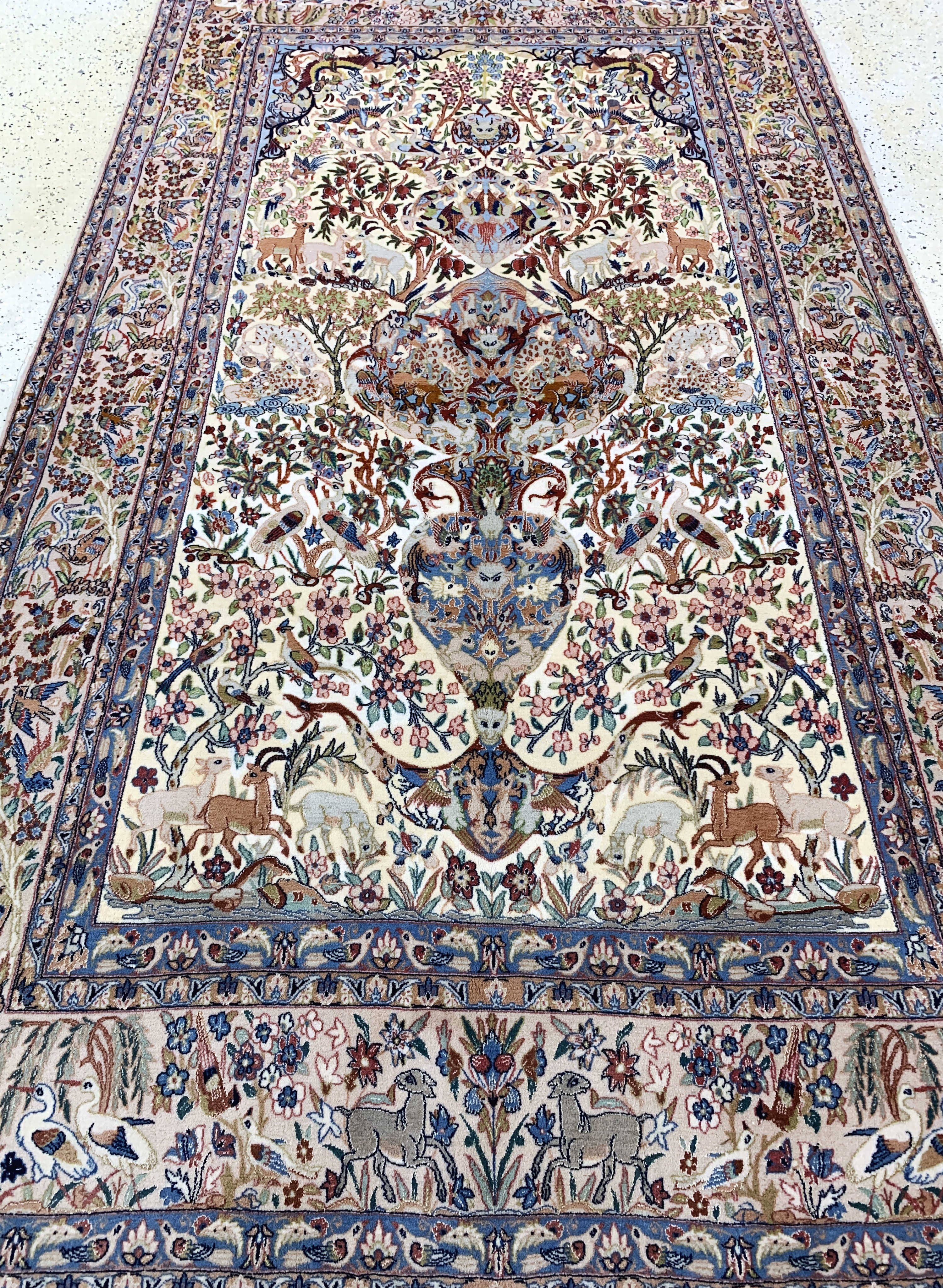 Detail g: Esfahan fein, Persien, Mitte 20.Jhd, Korkwolle mit und auf Seide, ca. 270 x 155 cm,ca. 1,0 Mio. Kn/qm, EHZ: 2