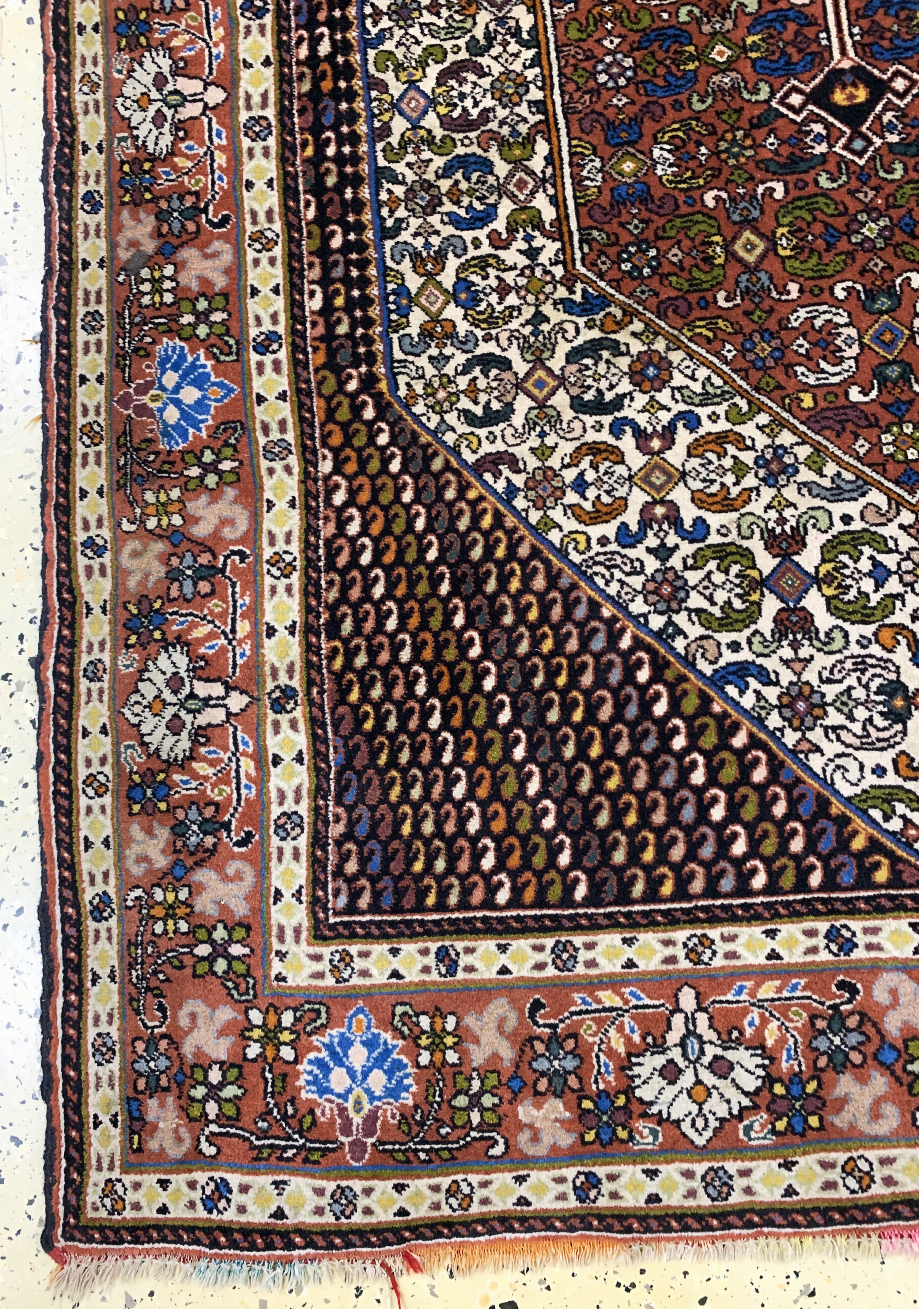 Detail b: Ghochan"Haftrang", Persien, Ende 20.Jhd, Wolle auf Seide, ca. 190 x 130 cm, EHZ: 2