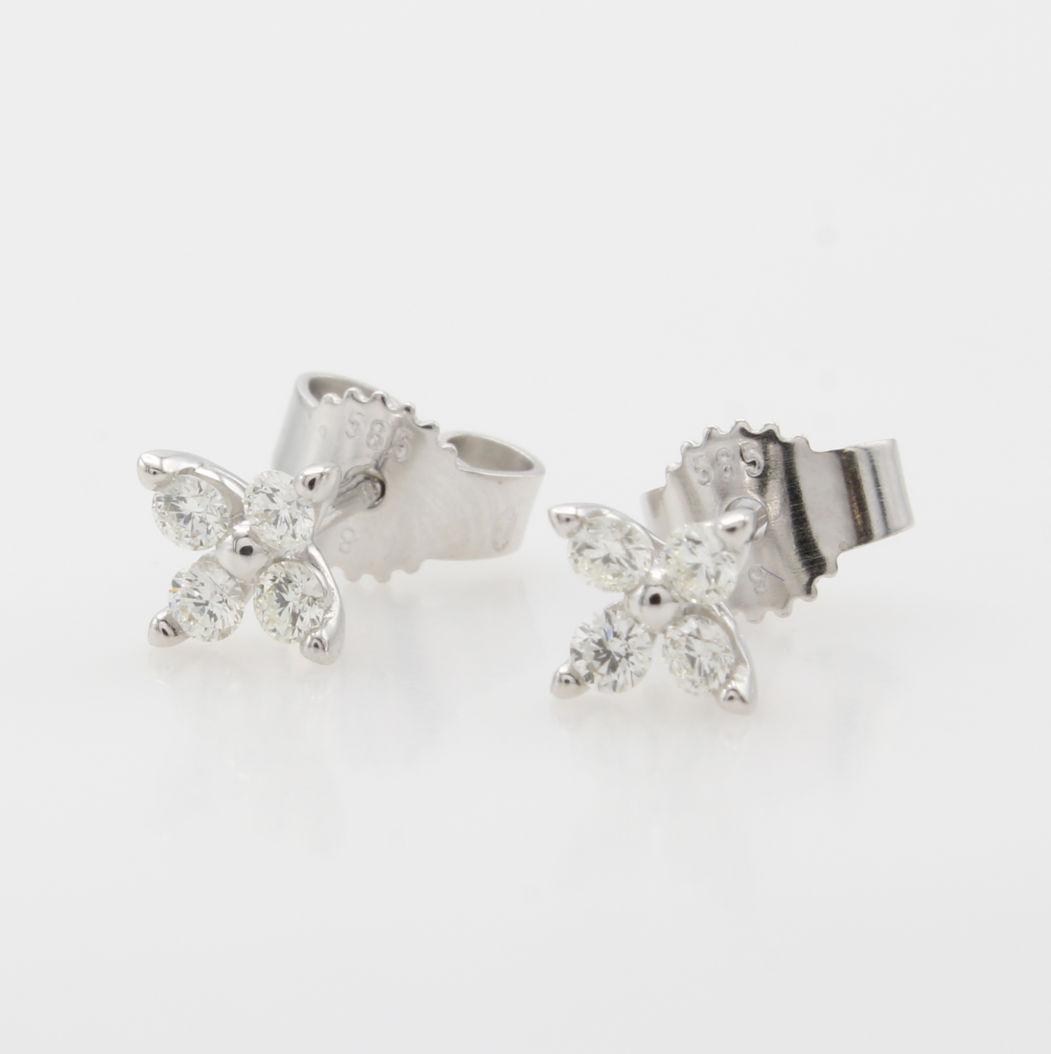 Image 27119672 - Paar Ohrstecker mit Brillanten, WG 585/000, 8 Brill. zus. ca. 0.25 ct Weiß/si ...