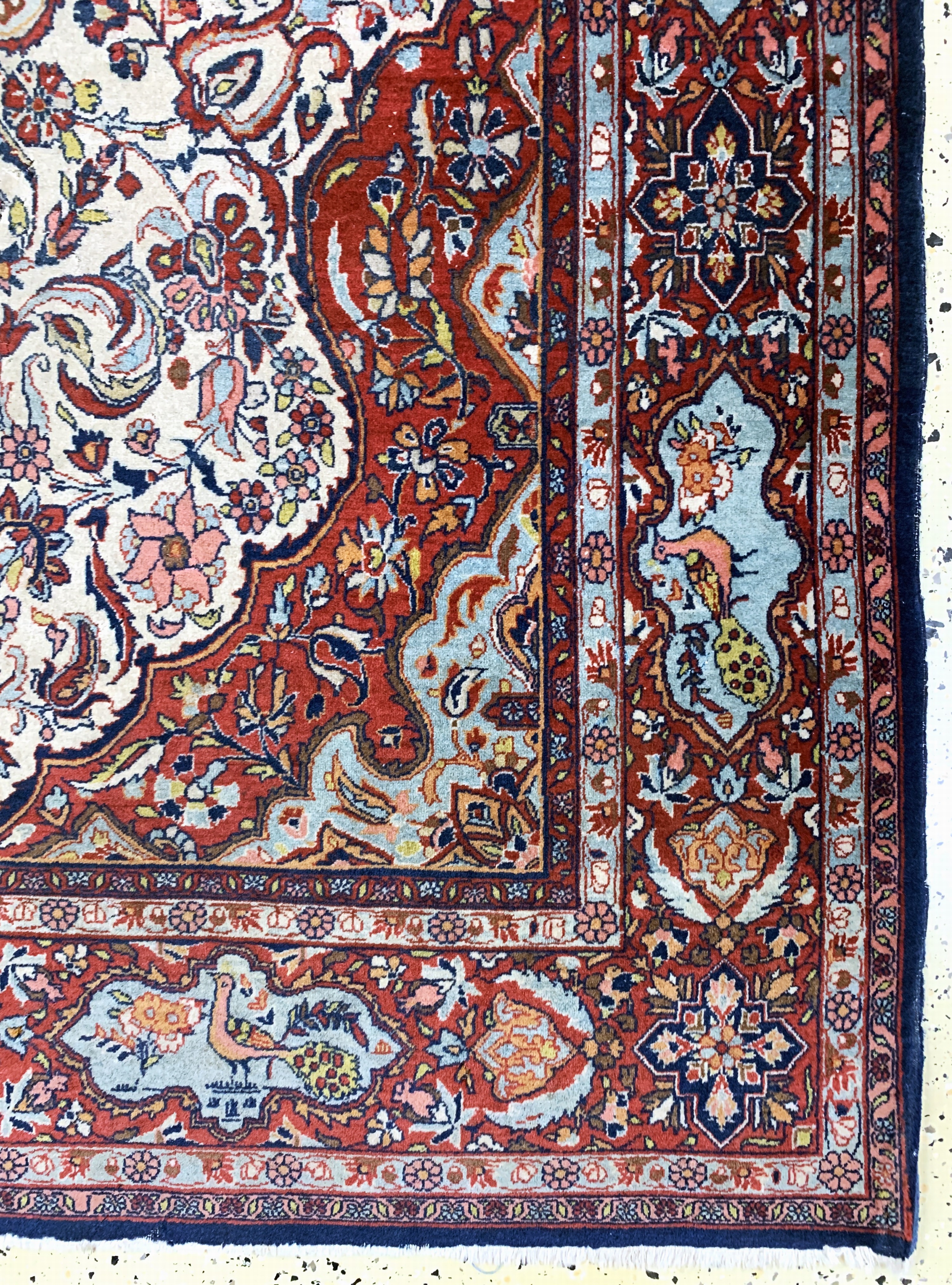 Detail a: Keschan Kork antik, Persien, um 1900, Korkwolle auf Baumwolle, ca. 194 x 138 cm, Mottenfraß, EHZ: 2
