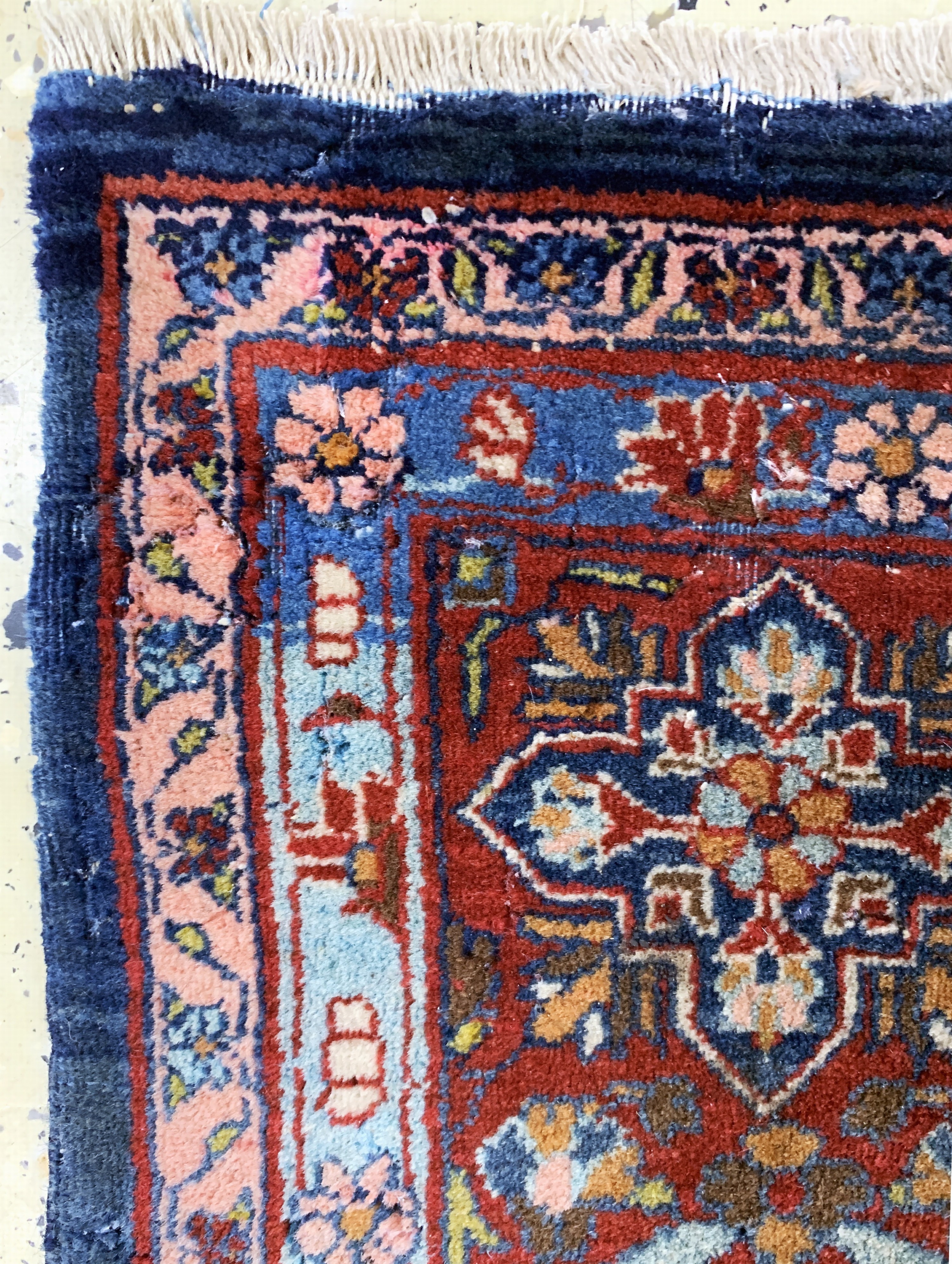Detail g: Keschan Kork antik, Persien, um 1900, Korkwolle auf Baumwolle, ca. 194 x 138 cm, Mottenfraß, EHZ: 2