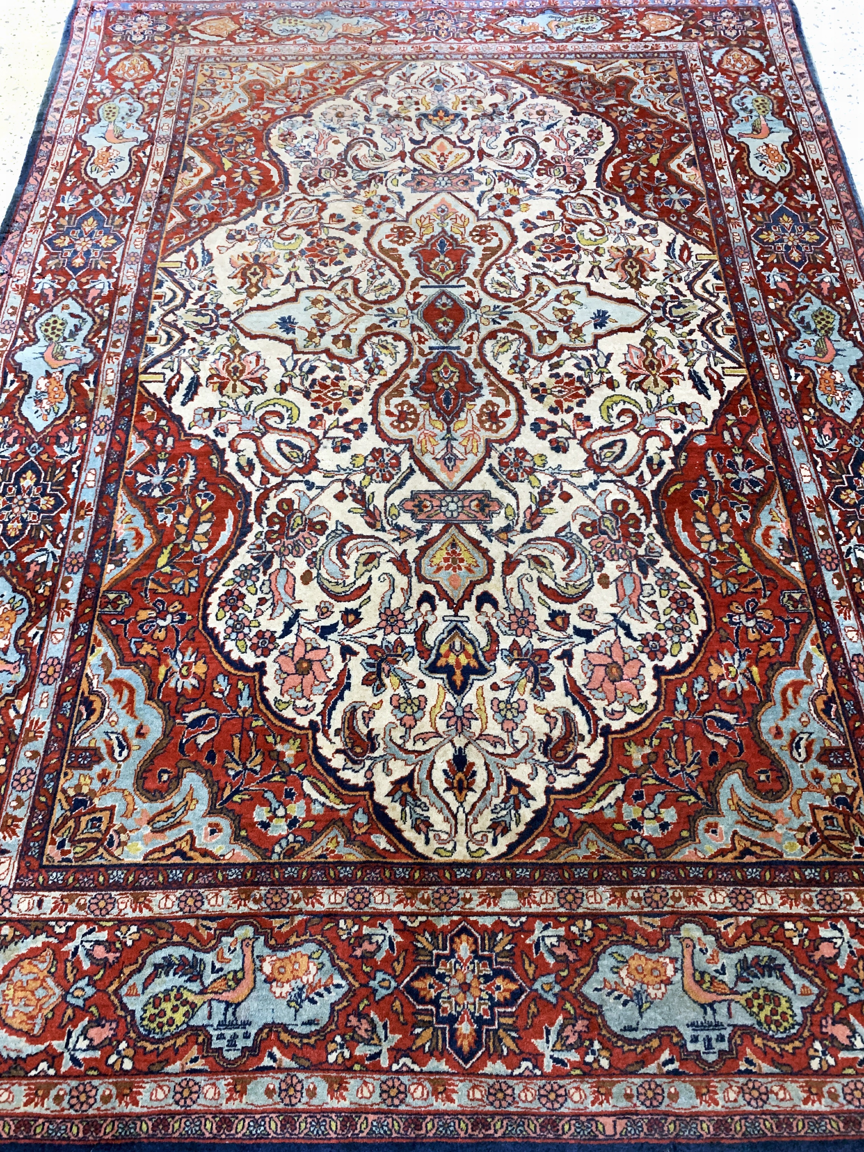 Detail h: Keschan Kork antik, Persien, um 1900, Korkwolle auf Baumwolle, ca. 194 x 138 cm, Mottenfraß, EHZ: 2