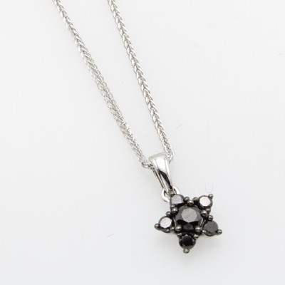 Image Anhänger ´Stern´ mit Diamanten an Kette, WG 585/000, schwarze Diam. (beh.) zus. ca. ...