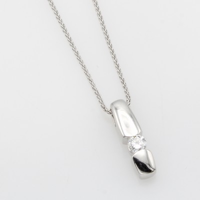 Image Anhänger mit Brillant an Kette, WG 585/000, Stabform, Brill. ca. 0.10 ct Weiß/si, in ...