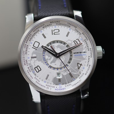 27119613b - MONTBLANC Timewalker Hemispheres ungetragene Armbanduhr mit Weltzeitanzeige Referenz ...