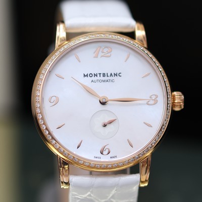 27119626b - MONTBLANC Star Classique Damenarmbanduhr in RG 750/000 mit Brillantlünette Referenz ...