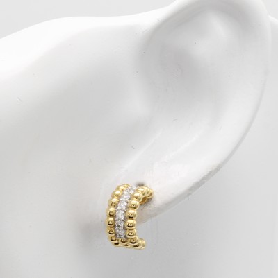 27119635a - Paar Steckcreolen mit Brillanten, GG 750/000, Brill. zus. ca. 0.40 ct Weiß/si, m. Gold- ...