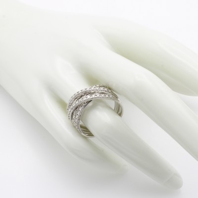 27119647a - Ring mit Brillanten, WG 585/000, 5-rhg., überkreuzte Optik, Brill. zus. ca. 0.60 ct ...