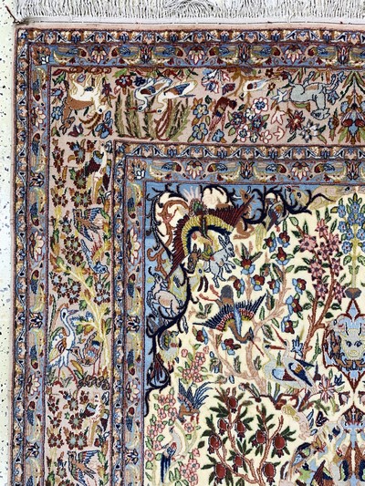 27119659d - Esfahan fein, Persien, Mitte 20.Jhd, Korkwolle mit und auf Seide, ca. 270 x 155 cm,ca. ...