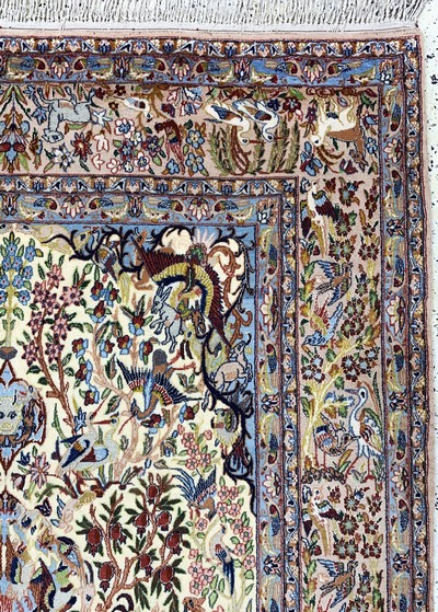27119659e - Esfahan fein, Persien, Mitte 20.Jhd, Korkwolle mit und auf Seide, ca. 270 x 155 cm,ca. ...