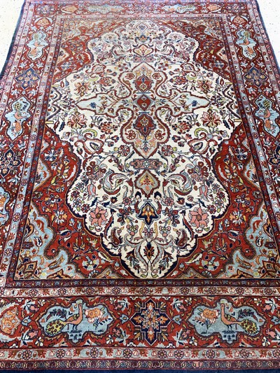 27119678h - Keschan Kork antik, Persien, um 1900, Korkwolle auf Baumwolle, ca. 194 x 138 cm, ...