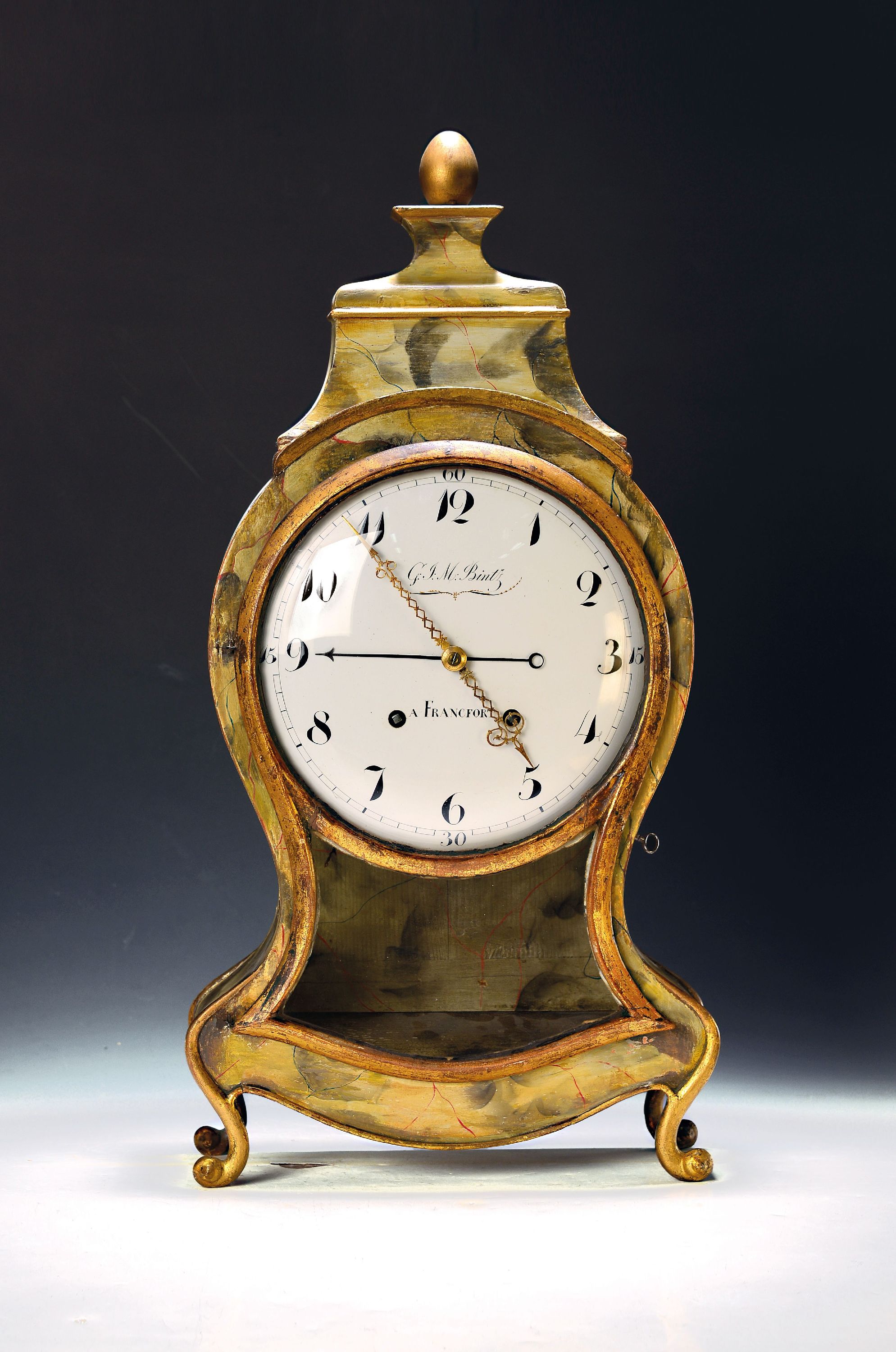 Image 27119753 - Tischuhr G.J.M. Bintz A Francfort, mit Wandkonsole in Stil Neuenburger Pendule, ...