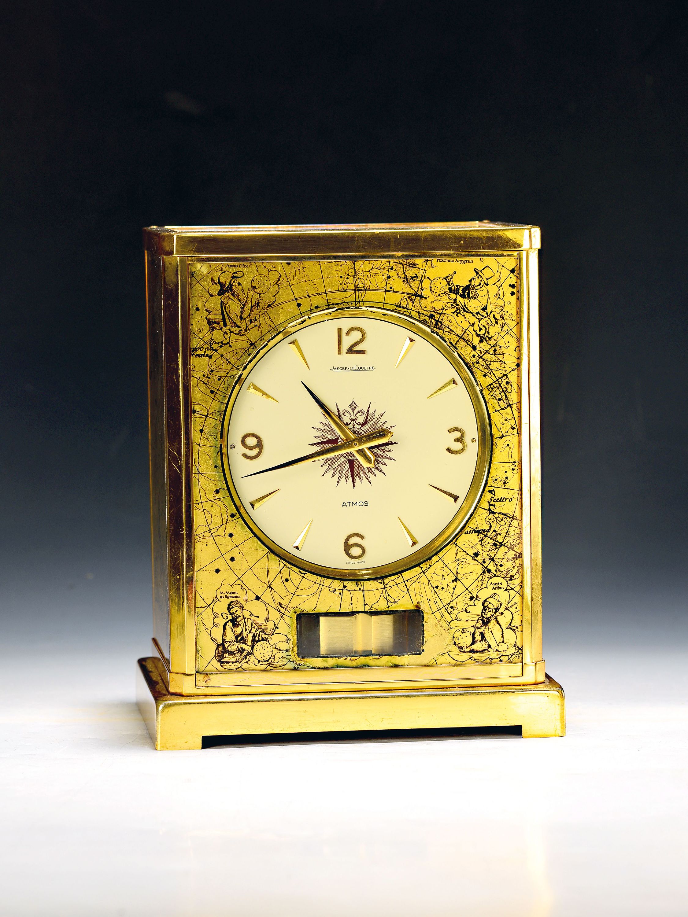 Image 27119764 - Jaeger-LeCoultre Atmos, ´feuille or´, Motiv Himmelskarte, Photodruck auf Blattgold, ...