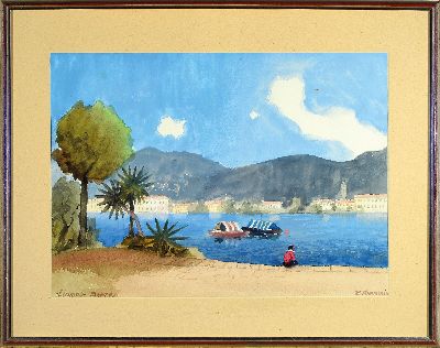 27119741k - Erich Demmin, 1911 Mecklenburg-1997 Berlin, Ansicht aus Lugano, Aquarell auf Papier, ...