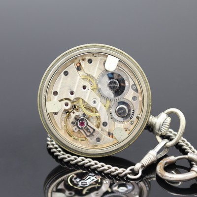 27119742b - MINERVA DH Taschenuhr des deutschen Heeres mit Kette, Schweiz um 1940, vern. Geh., Boden ...