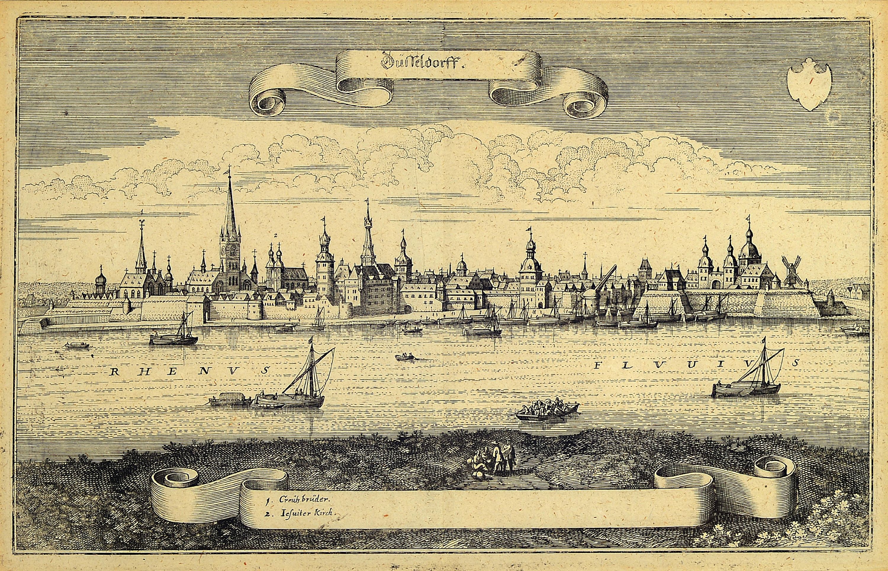 Detail a: Konvolut aus 4 Kupferstichen: Jerusalem aus der Vogelschau, Braun und Hogenberg, mit Legenden und Kartusche, koloriert, Bugfalte, ca. 34x48cm, u.Gl., ...
