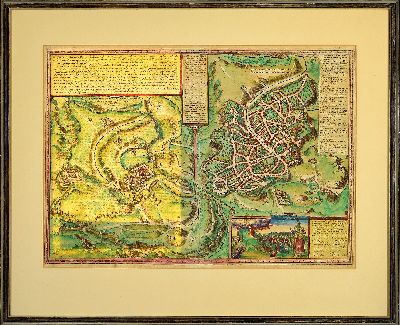 27119838n - Konvolut aus 4 Kupferstichen: Jerusalem aus der Vogelschau, Braun und Hogenberg, mit ...