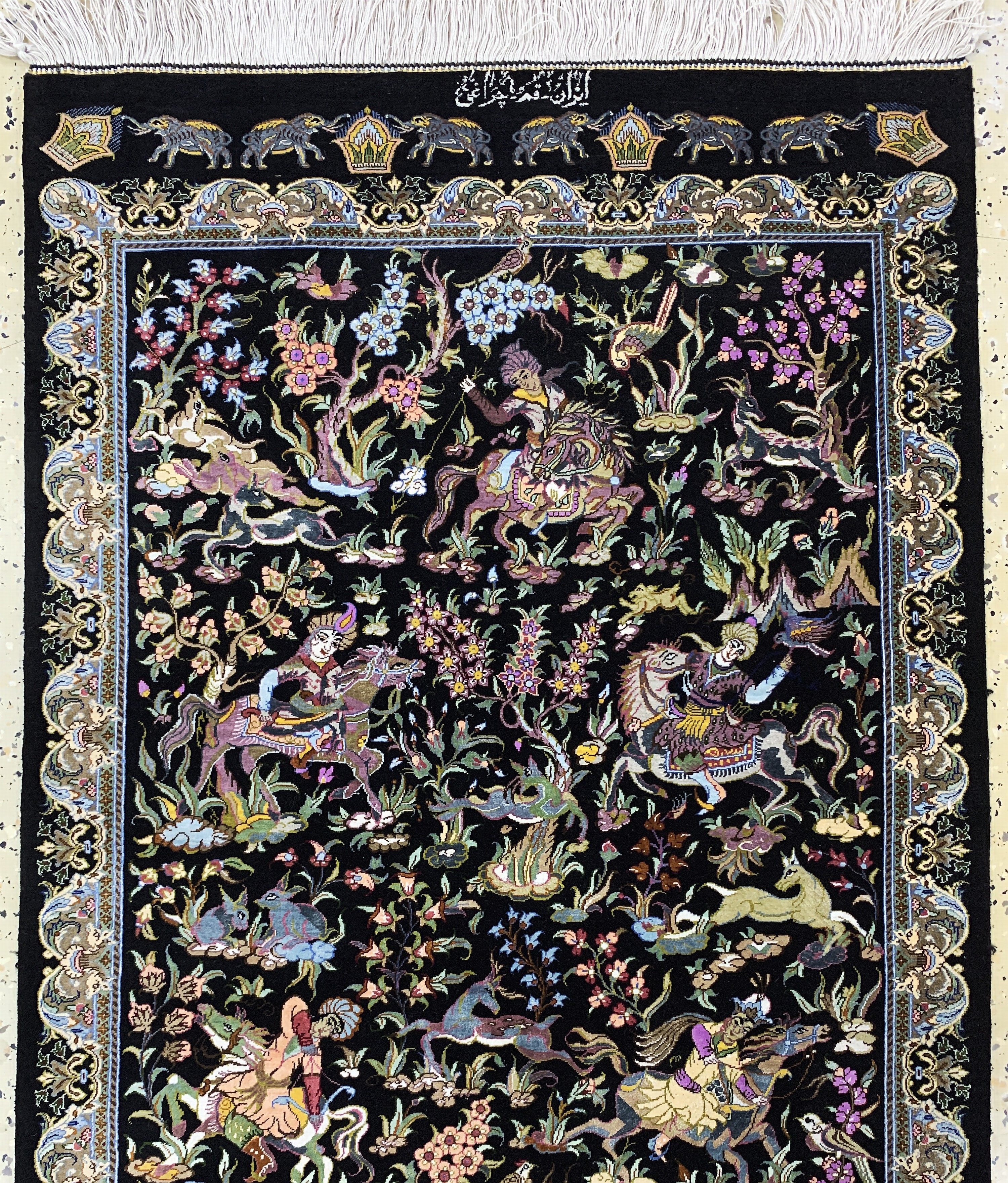 Detail a: Ghom Seide fein signiert, Persien"Königskrone", ca. 20 Jahre, reine Naturseide, ca. 193 x 70 cm, ca. 1,0 Mio. Kn/qm, EHZ:(nahezu ...