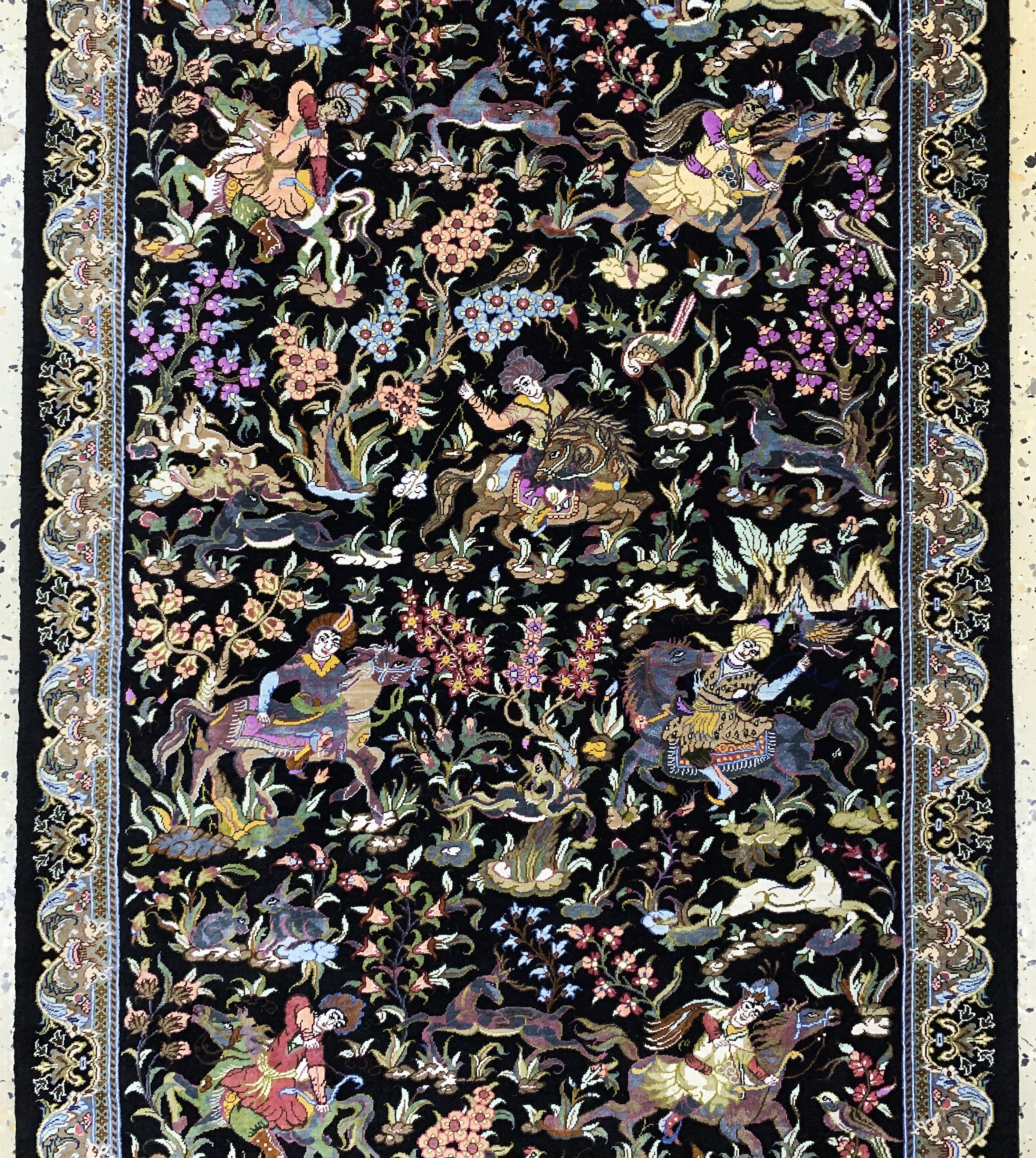 Detail b: Ghom Seide fein signiert, Persien"Königskrone", ca. 20 Jahre, reine Naturseide, ca. 193 x 70 cm, ca. 1,0 Mio. Kn/qm, EHZ:(nahezu ...