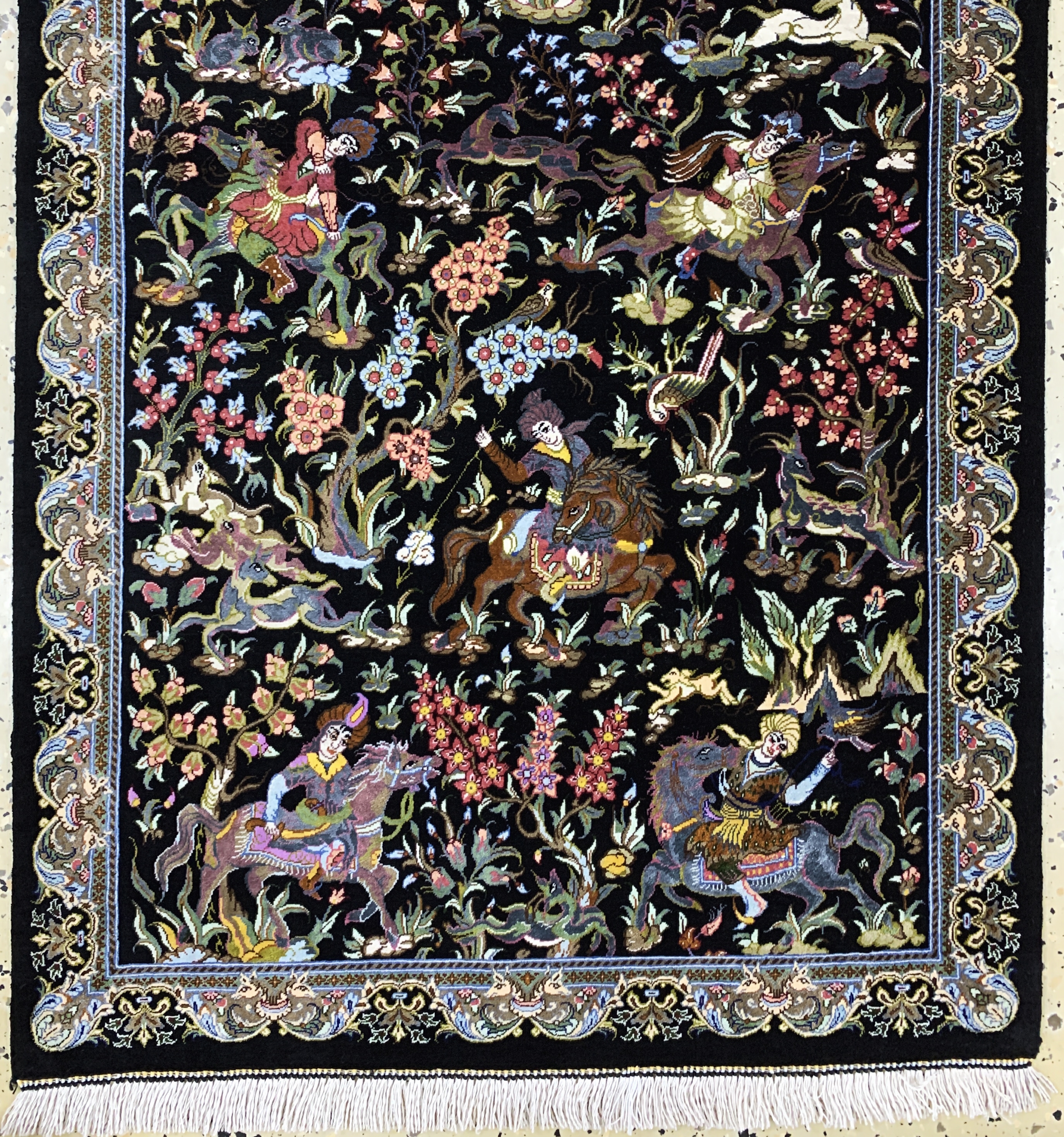 Detail c: Ghom Seide fein signiert, Persien"Königskrone", ca. 20 Jahre, reine Naturseide, ca. 193 x 70 cm, ca. 1,0 Mio. Kn/qm, EHZ:(nahezu ...