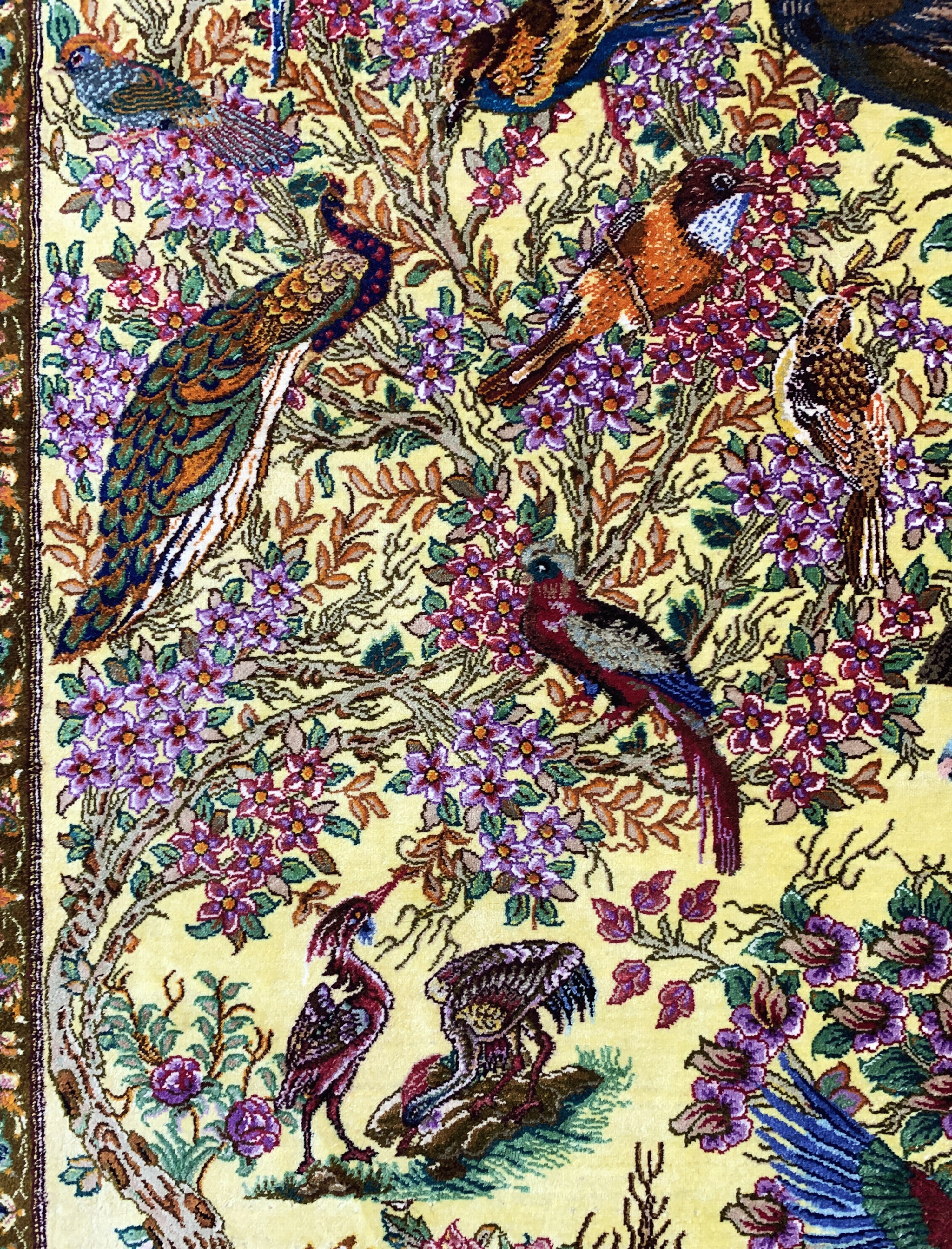 Detail e: Ghom Seide fein Persien, signiert"Sadeghzadeh", ca. 20 Jahre, reine Naturseide, ca. 155 x 100 cm, ca. 1,0 Mio. Kn/qm, EHZ:(nahezu ...