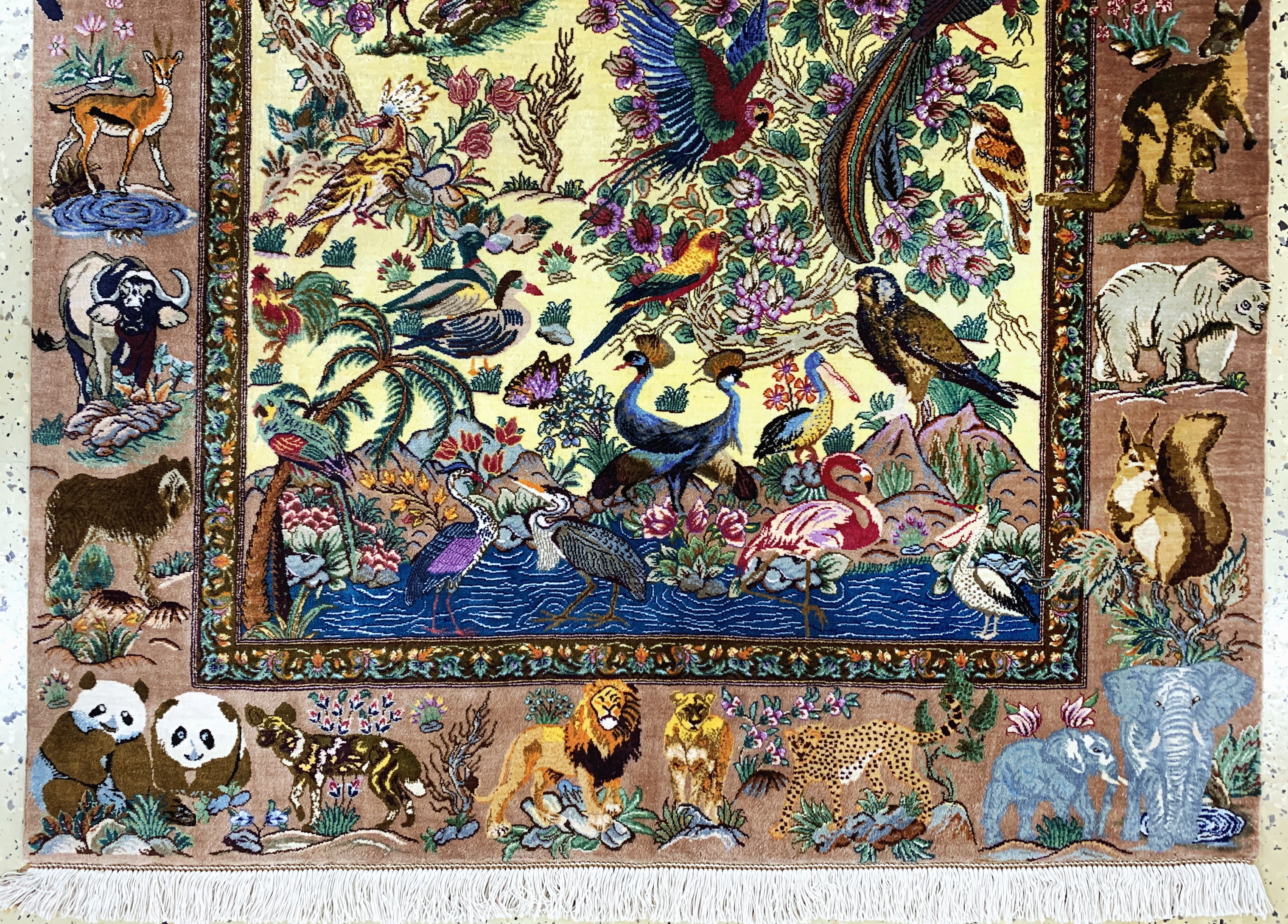 Detail g: Ghom Seide fein Persien, signiert"Sadeghzadeh", ca. 20 Jahre, reine Naturseide, ca. 155 x 100 cm, ca. 1,0 Mio. Kn/qm, EHZ:(nahezu ...