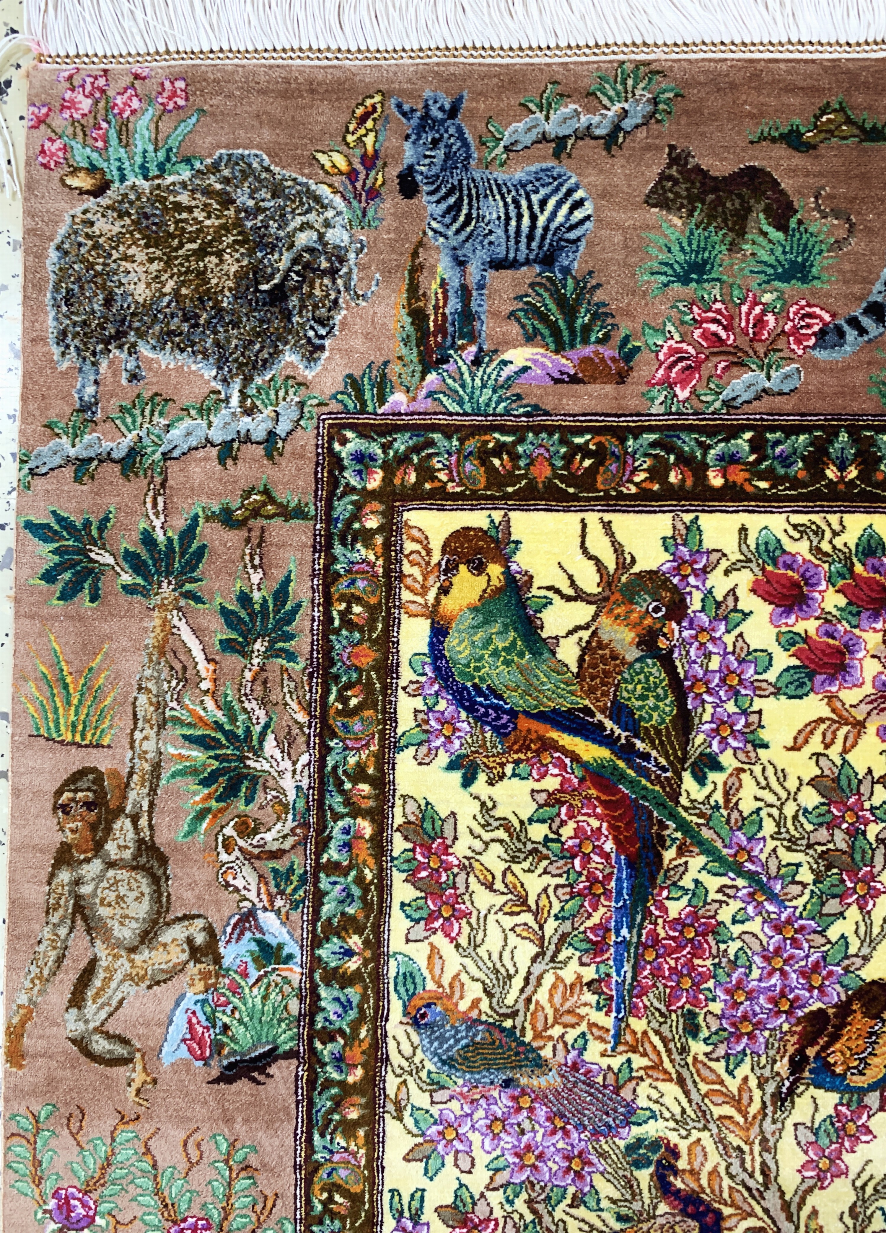 Detail i: Ghom Seide fein Persien, signiert"Sadeghzadeh", ca. 20 Jahre, reine Naturseide, ca. 155 x 100 cm, ca. 1,0 Mio. Kn/qm, EHZ:(nahezu ...