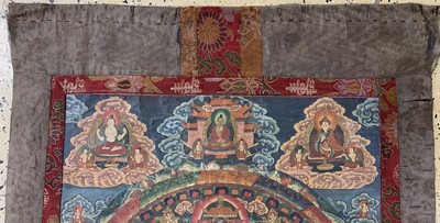 27120178a - Thangka antik, Tibet, um 1900, Papiermalerei, ca. 125 x 83 cm, EHZ: 3 Schätzpreis: ...