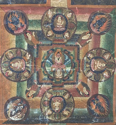 27120178d - Thangka antik, Tibet, um 1900, Papiermalerei, ca. 125 x 83 cm, EHZ: 3 Schätzpreis: ...
