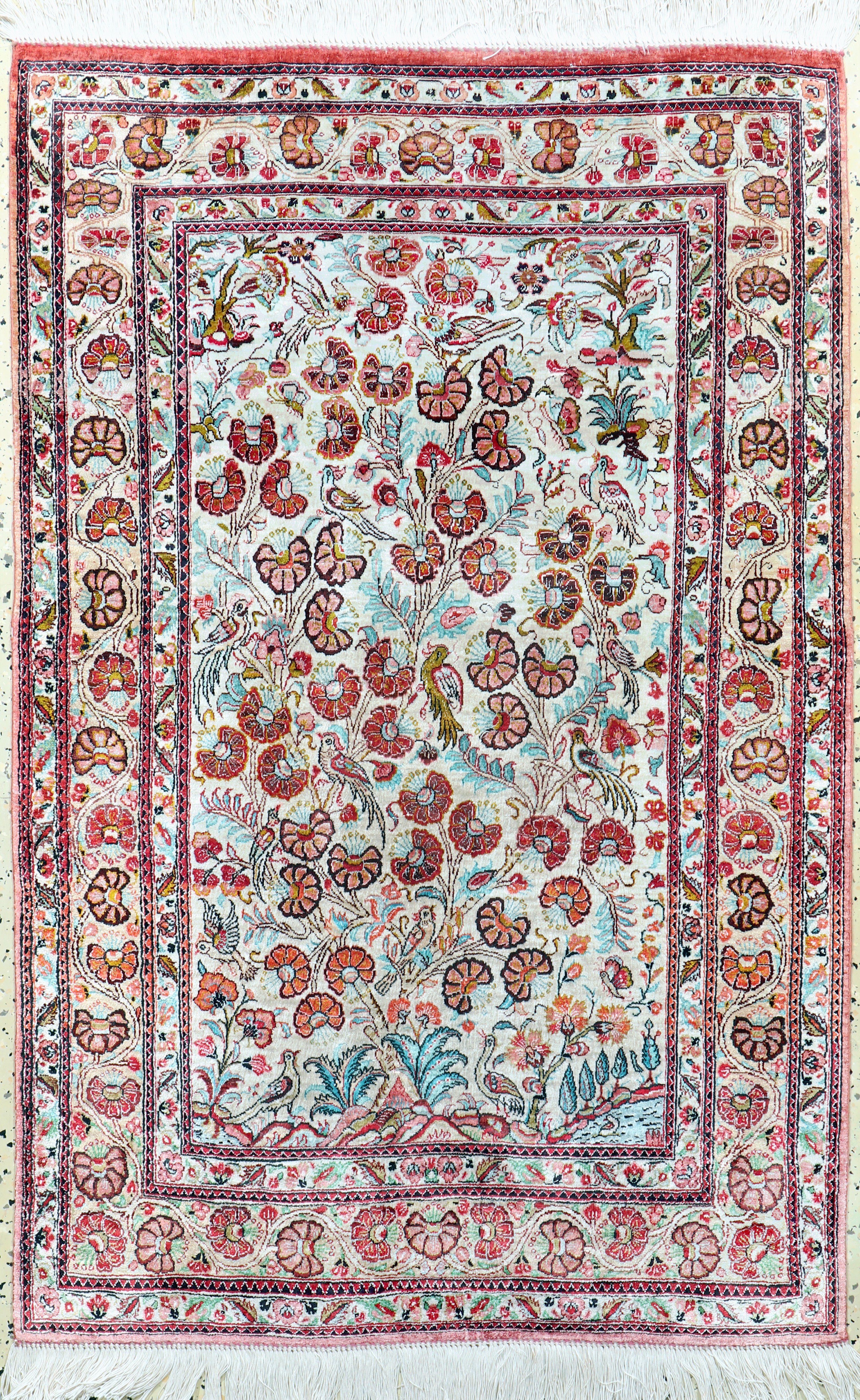Image 27120536 - Ghom Seide, Persien, Mitte 20.Jhd, reine Naturseide, ca. 126 x 81 cm, EHZ: 2, (Fransen ...