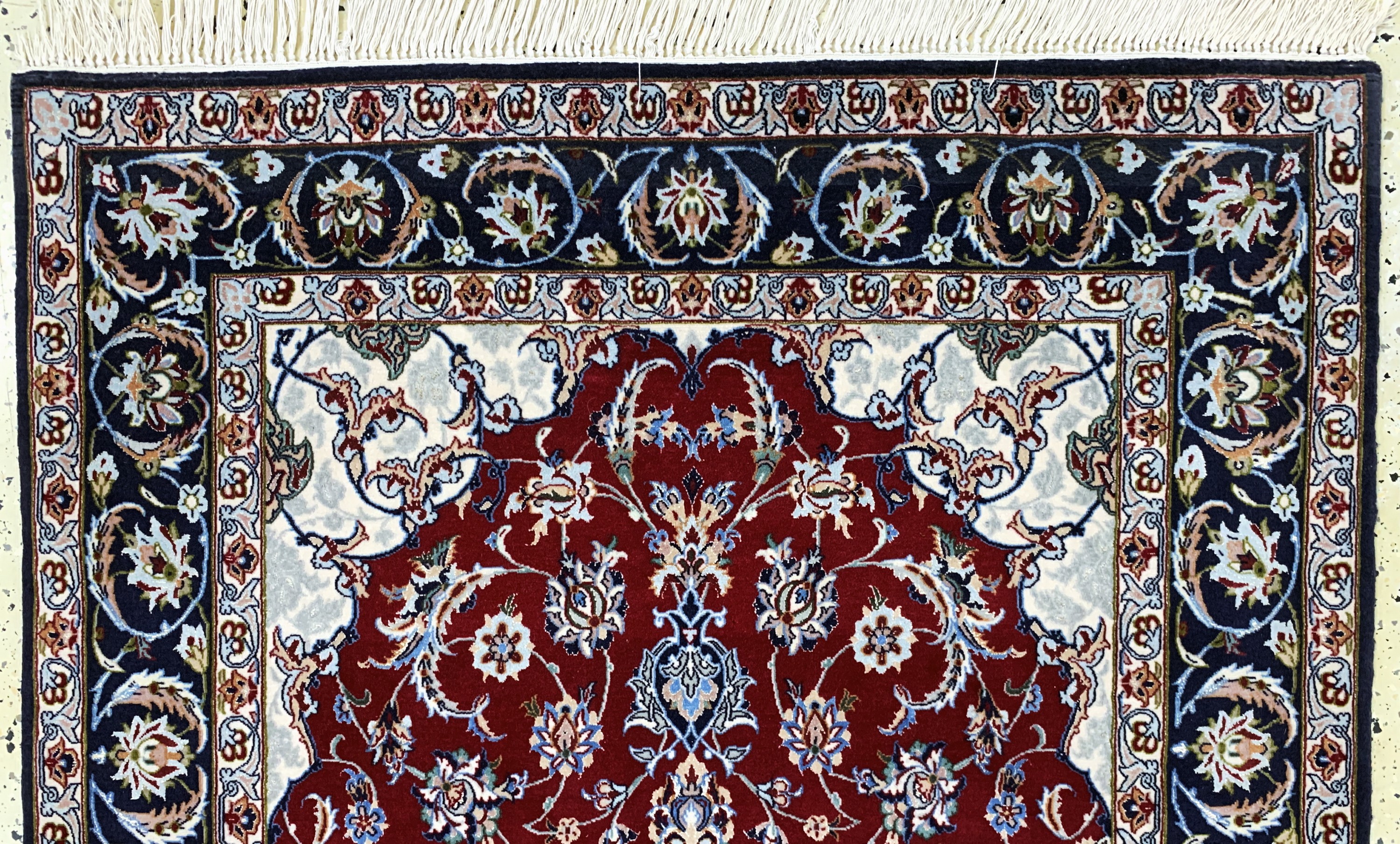 Detail a: Esfahan fein, Persien, Ende 20.Jhd, Korkwolle mit und auf Seide, ca. 174 x 111 cm, ca. 1,0 Mio. Kn/qm, EHZ: 1-2