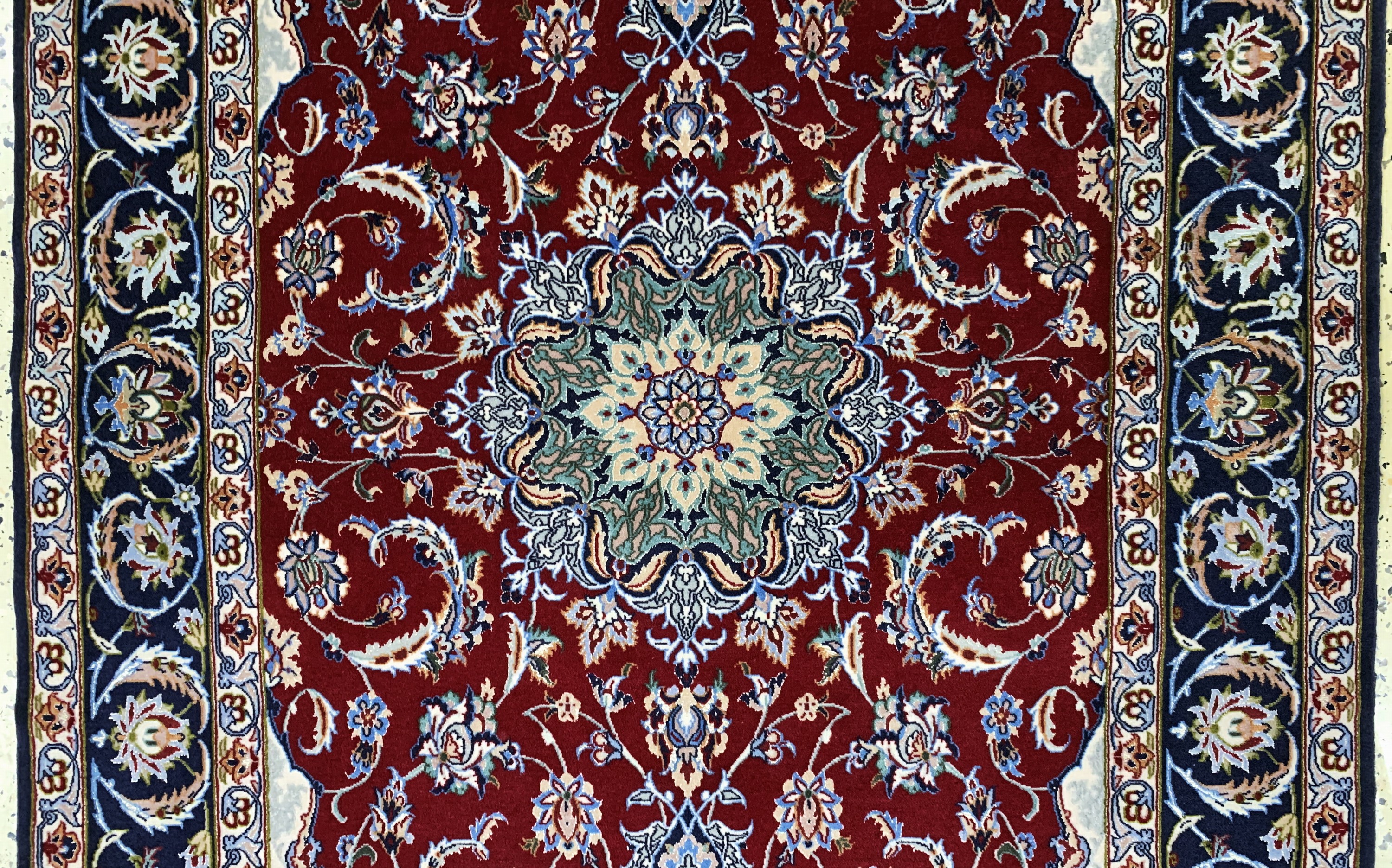 Detail b: Esfahan fein, Persien, Ende 20.Jhd, Korkwolle mit und auf Seide, ca. 174 x 111 cm, ca. 1,0 Mio. Kn/qm, EHZ: 1-2