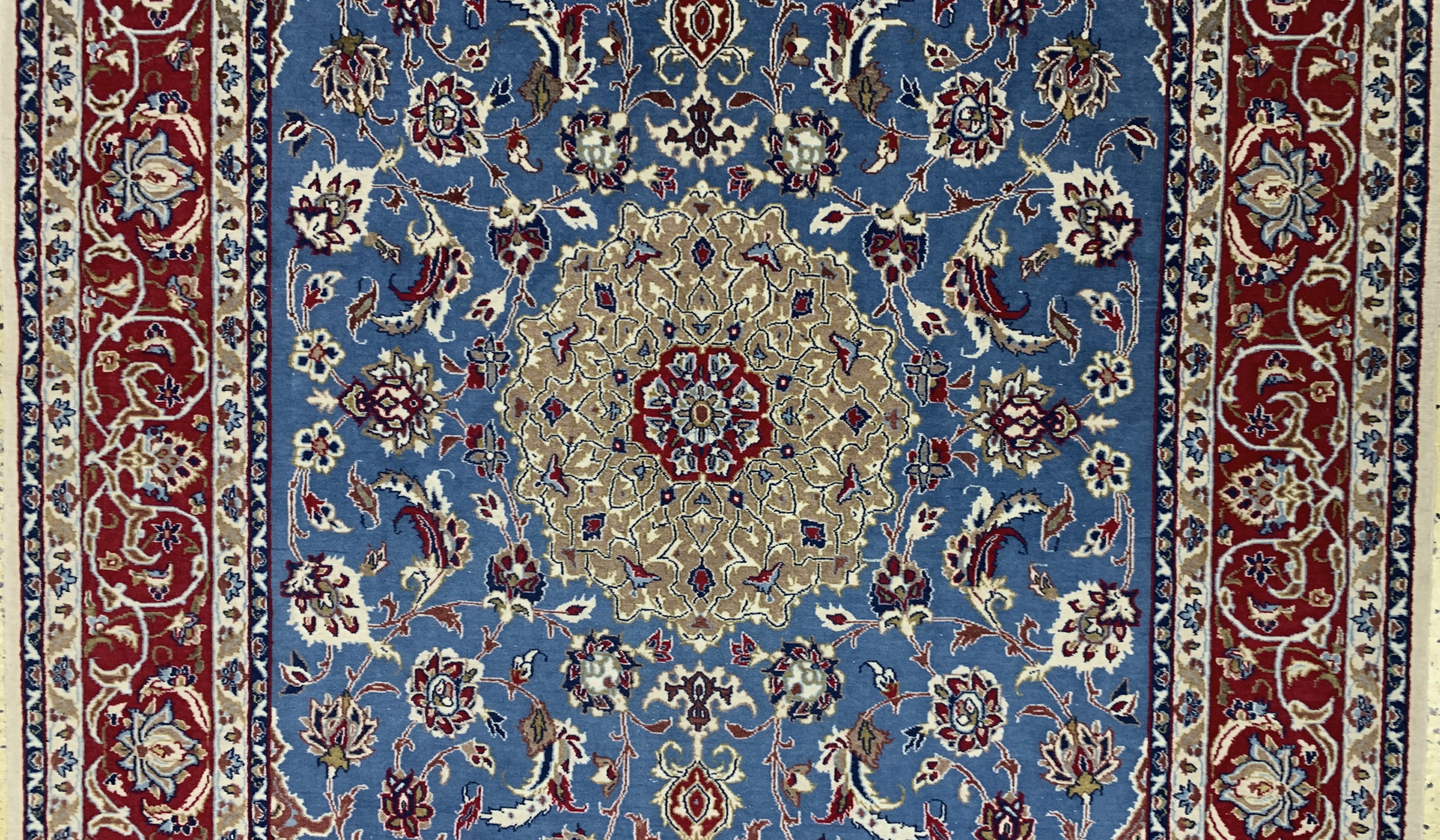 Detail e: Esfahan fein alt, Persien, Mitte 20.Jhd, Korkwolle auf Baumwolle, ca. 236 x 154 cm, EHZ: 2