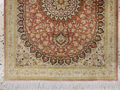 27120525f - 2 Lots Ghom Seide, Persien, Ende 20.Jhd, reine Naturseide, ca. 77 x 57 cm, ca. 1,0 ...