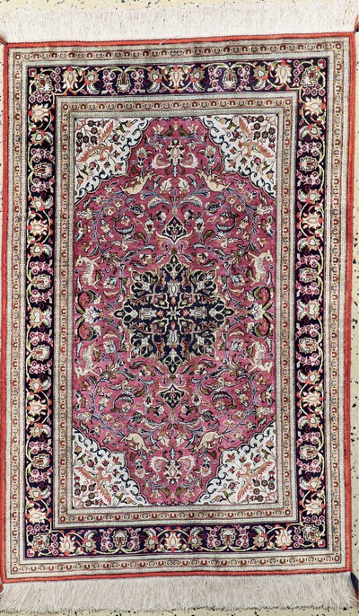 Image Ghom Seide, Persien, Mitte 20.Jhd, reine Naturseide, ca. 122 x 79 cm, EHZ: 2-3, ...