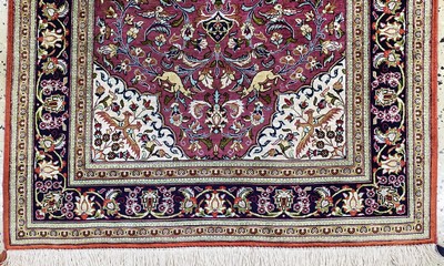 27120555b - Ghom Seide, Persien, Mitte 20.Jhd, reine Naturseide, ca. 122 x 79 cm, EHZ: 2-3, ...
