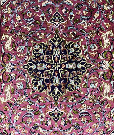 27120555c - Ghom Seide, Persien, Mitte 20.Jhd, reine Naturseide, ca. 122 x 79 cm, EHZ: 2-3, ...