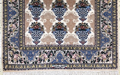 27120581c - Esfahan´Davari´fein signiert, Persien, Ende20.Jhd, Korkwolle mit und auf Seide, ca. 157 ...