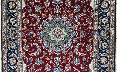 27120582b - Esfahan fein, Persien, Ende 20.Jhd, Korkwolle mit und auf Seide, ca. 174 x 111 cm, ca. ...