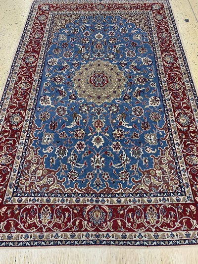 27120597f - Esfahan fein alt, Persien, Mitte 20.Jhd, Korkwolle auf Baumwolle, ca. 236 x 154 cm, ...