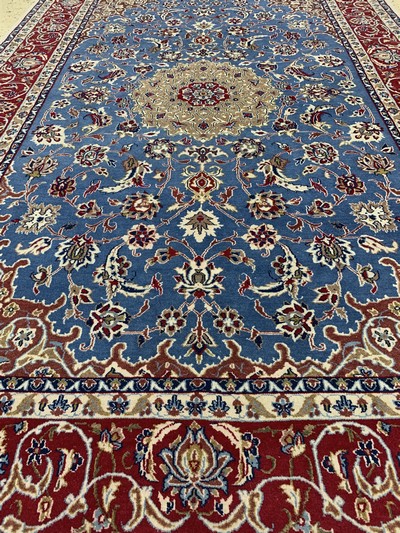 27120597g - Esfahan fein alt, Persien, Mitte 20.Jhd, Korkwolle auf Baumwolle, ca. 236 x 154 cm, ...