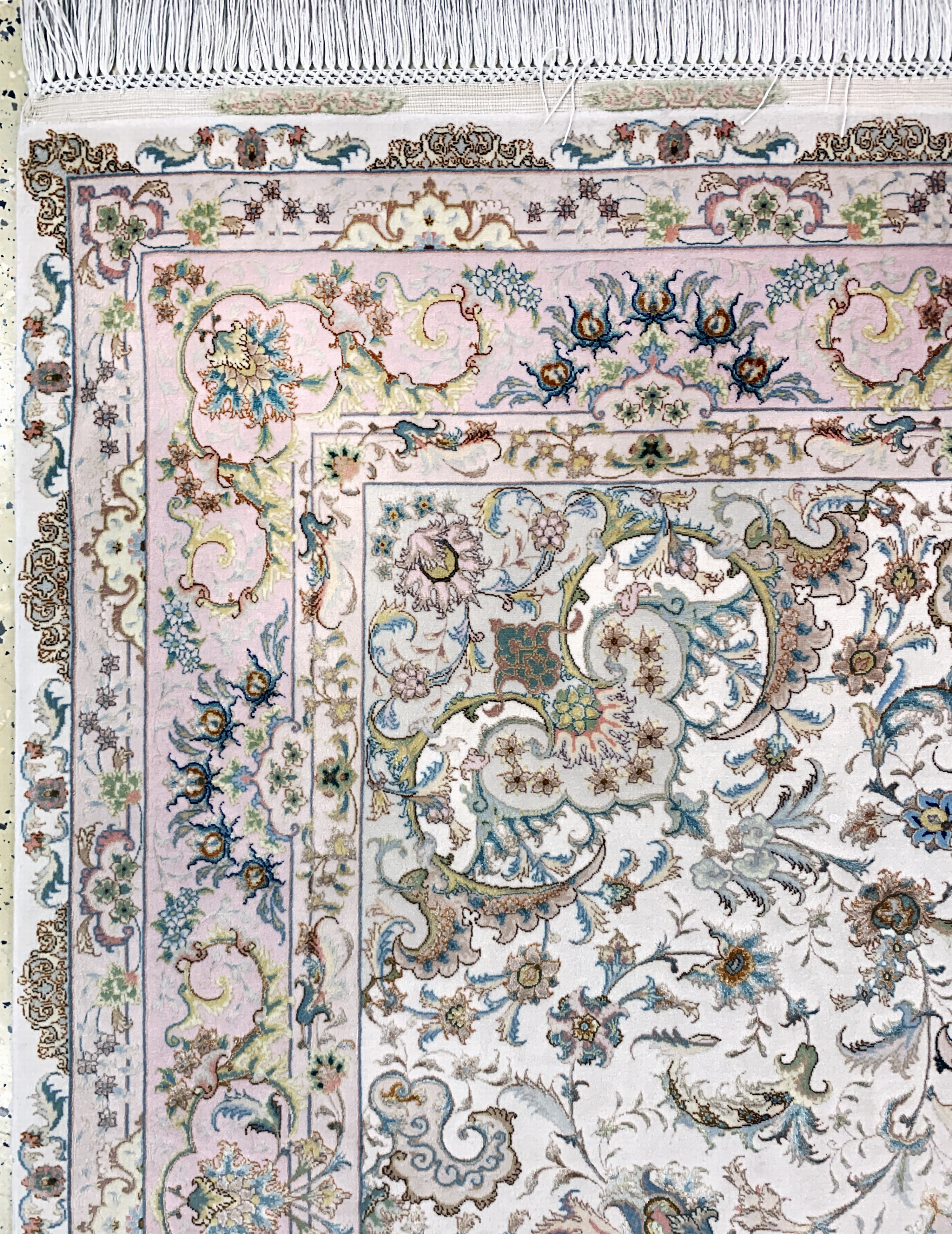 Detail d: Täbriz Sehr fein(70 Raj), Persien, Mitte 20.Jhd, Korkwolle mit und auf Seide, ca. 210 x151 cm, ca. 1,0 Mio. Kn/qm, EHZ: 1-2