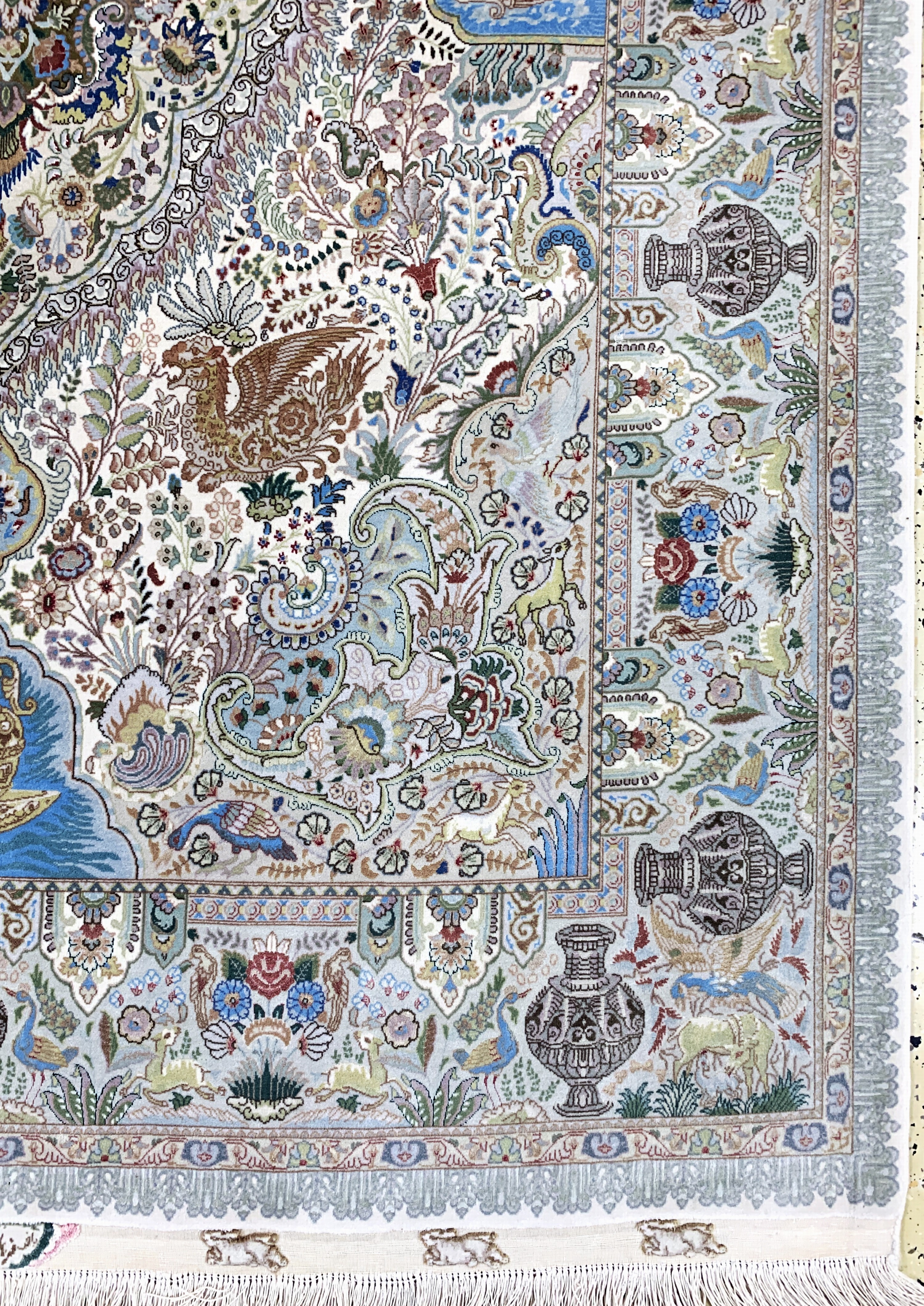 Detail a: Täbriz Sehr fein(70 Raj), Persien, signiert, Mitte 20.Jhd, Korkwolle mit und auf Seide, ca. 212 x 152 cm, ca. 1,0 Mio. Kn/qm, EHZ: 1-2
