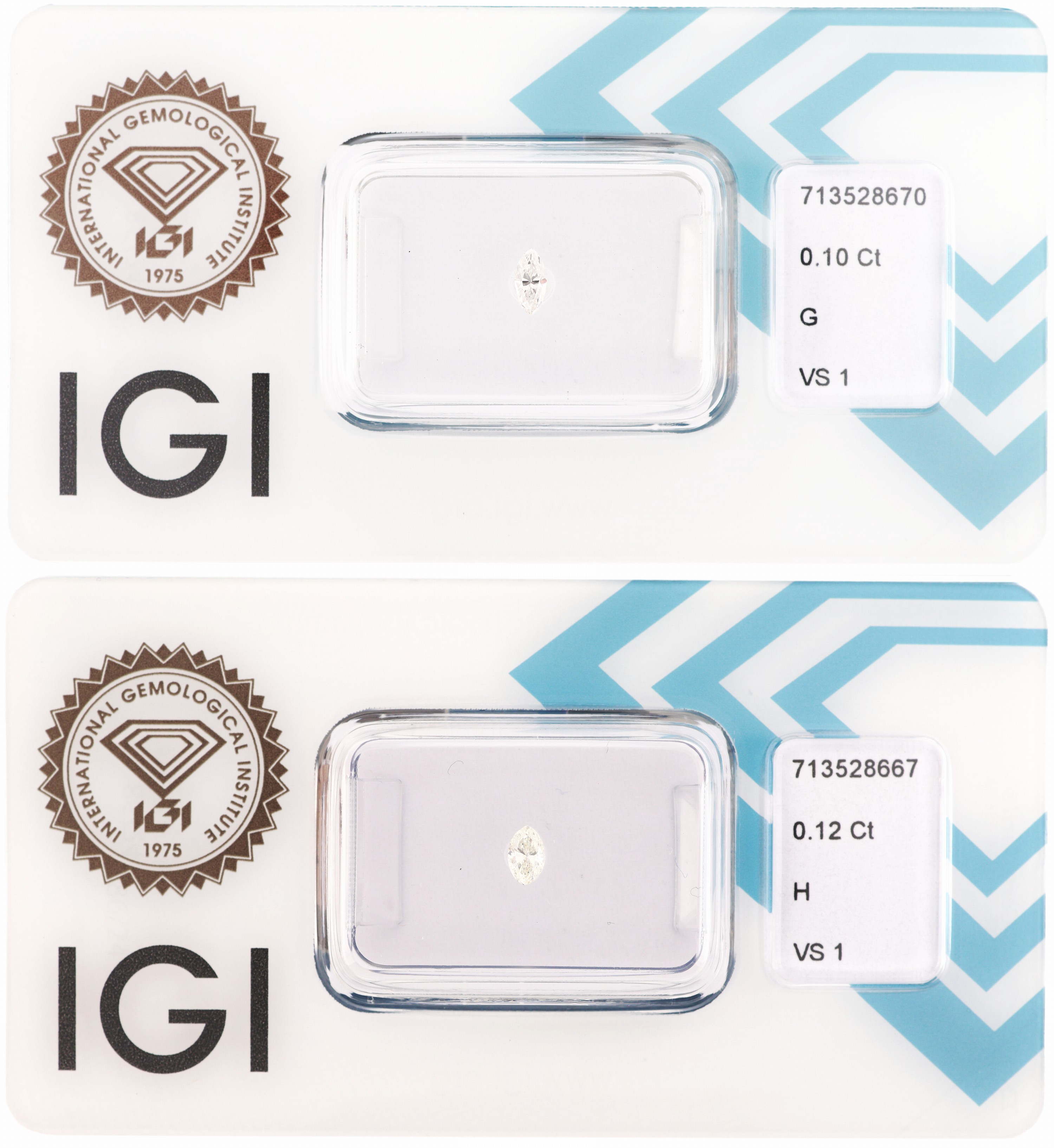 Image 27120640 - Lot 2 lose Diamant-Navettes, 1 x 0.12 ct Weiß/vs1, 1 x 0.10 ct feines Weiß(G)/vs1, ...