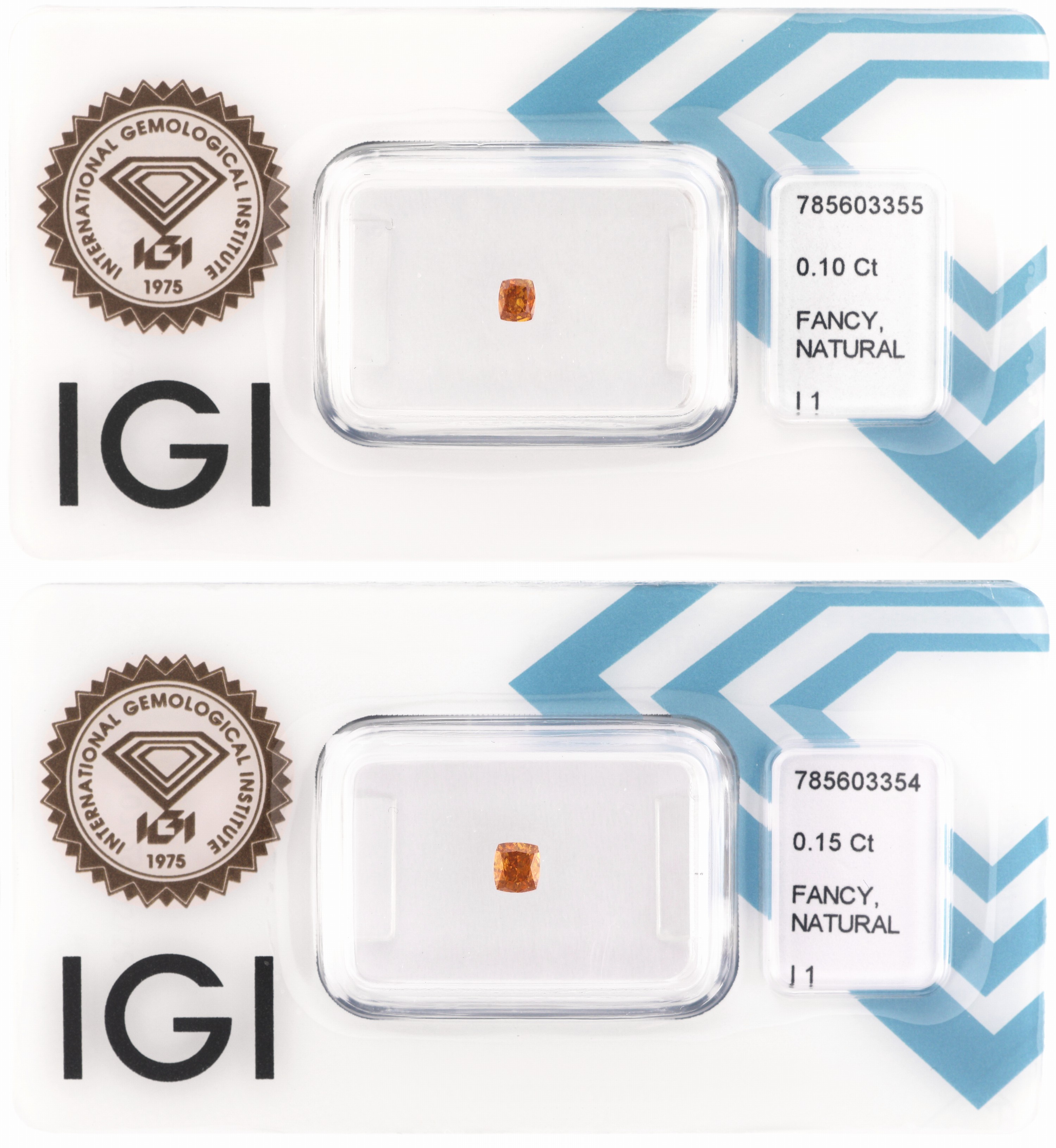 Image 27120641 - Lot 2 lose Diamanten, Kissenschliff, 1 x 0.15 ct und 1 x 0.10 ct Natural Fancy Intense ...
